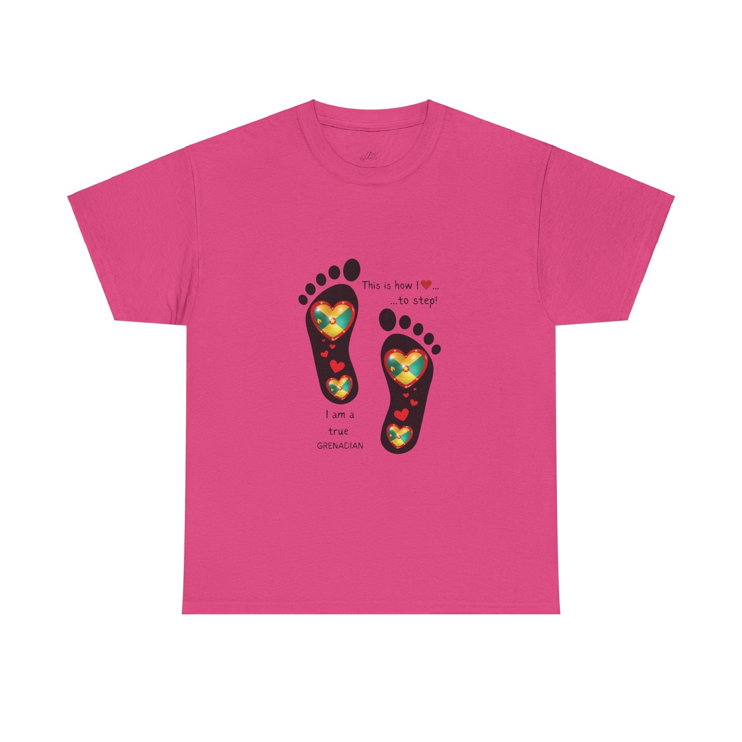 Unisex Heavy Cotton Tee - LoveJustJules Grenadian Heart Flag Tee - Gift Idea