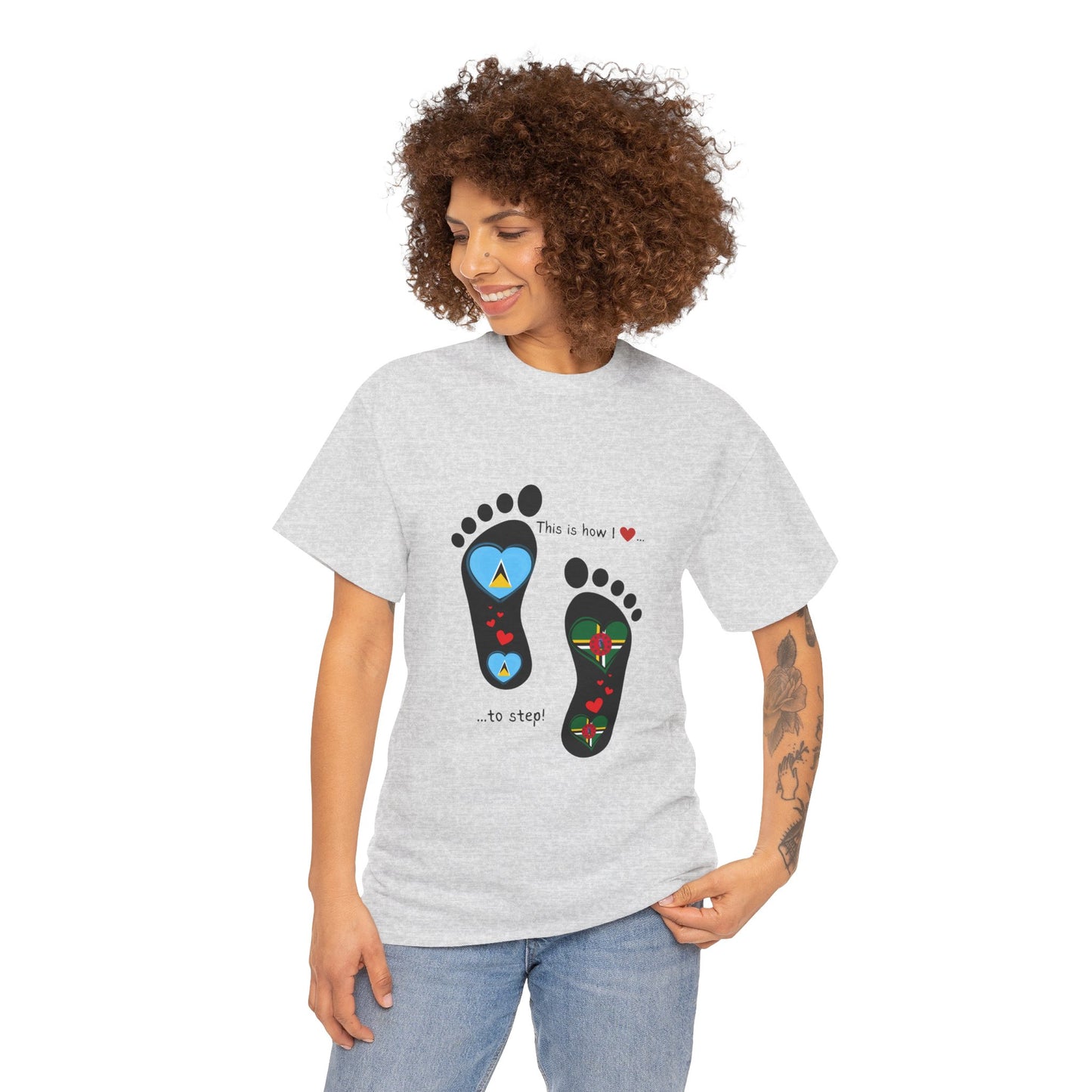 Caribbean Fusion: Footprint Flags Tee - Celebrate Saint Lucia & Dominica in Style!