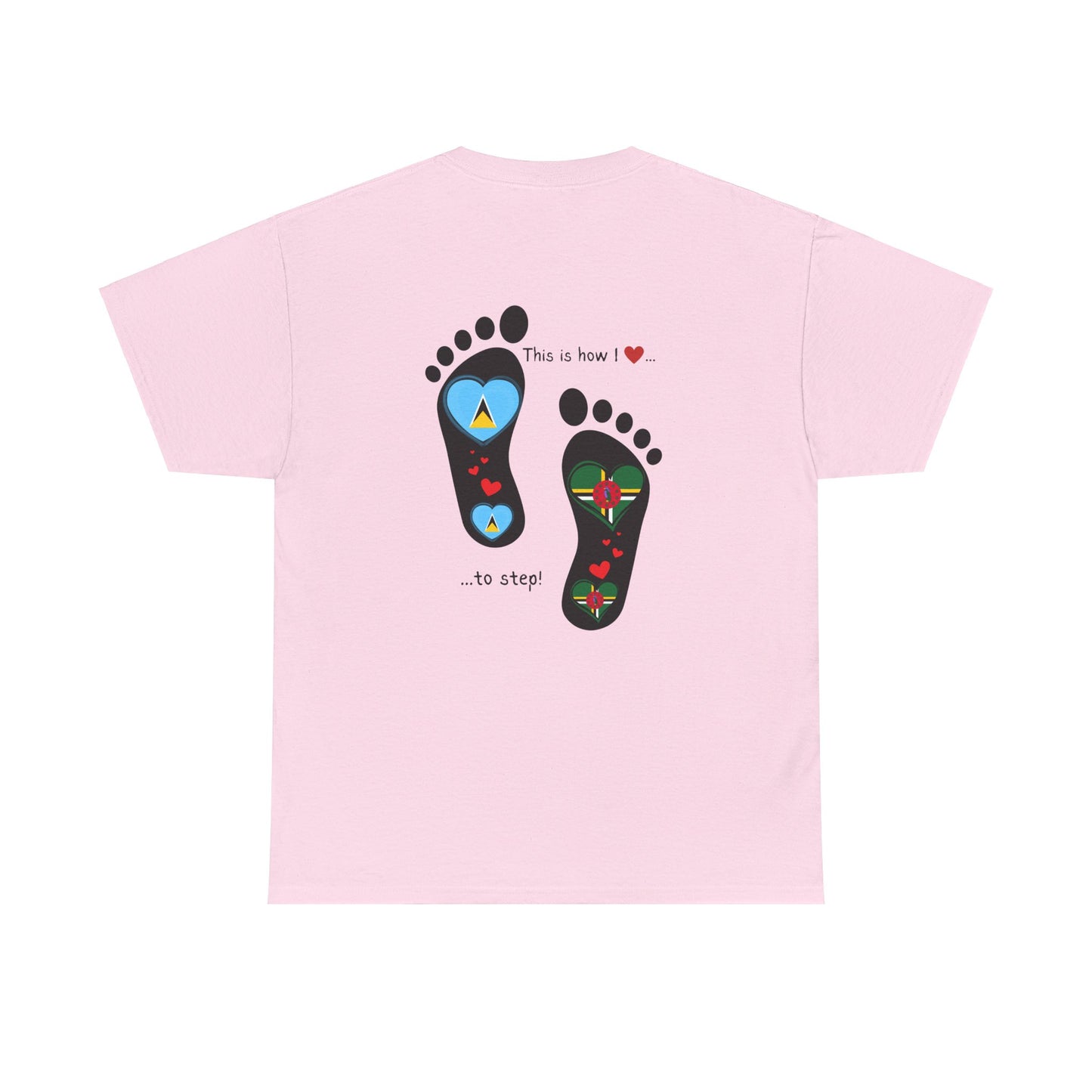 Caribbean Fusion: Footprint Flags Tee - Celebrate Saint Lucia & Dominica in Style!