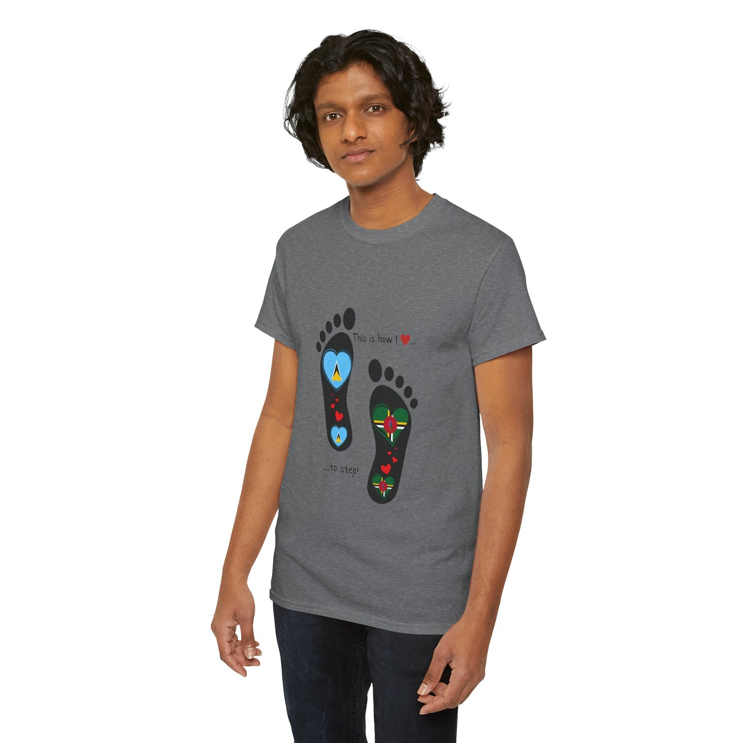 Caribbean Fusion: Footprint Flags Tee - Celebrate Saint Lucia & Dominica in Style!