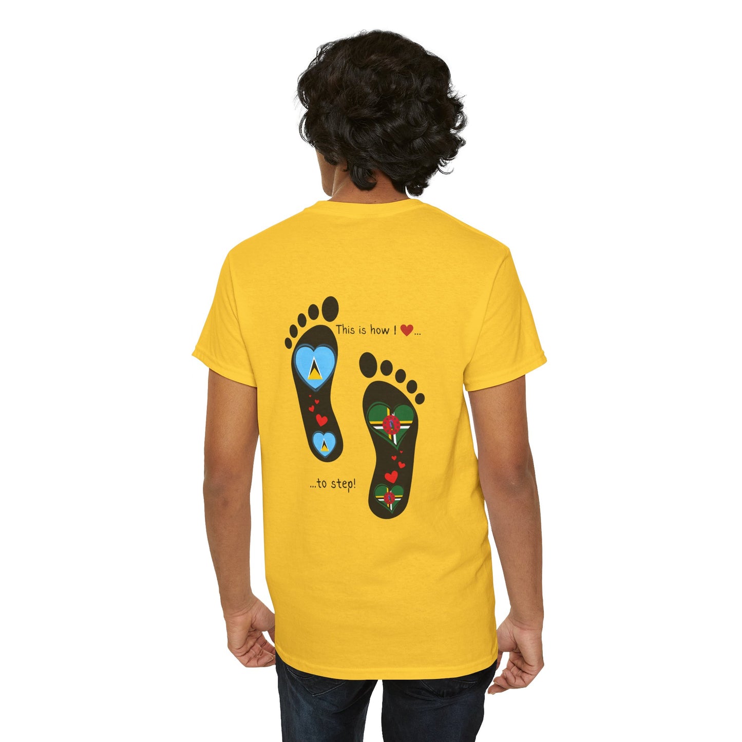 Caribbean Fusion: Footprint Flags Tee - Celebrate Saint Lucia & Dominica in Style!
