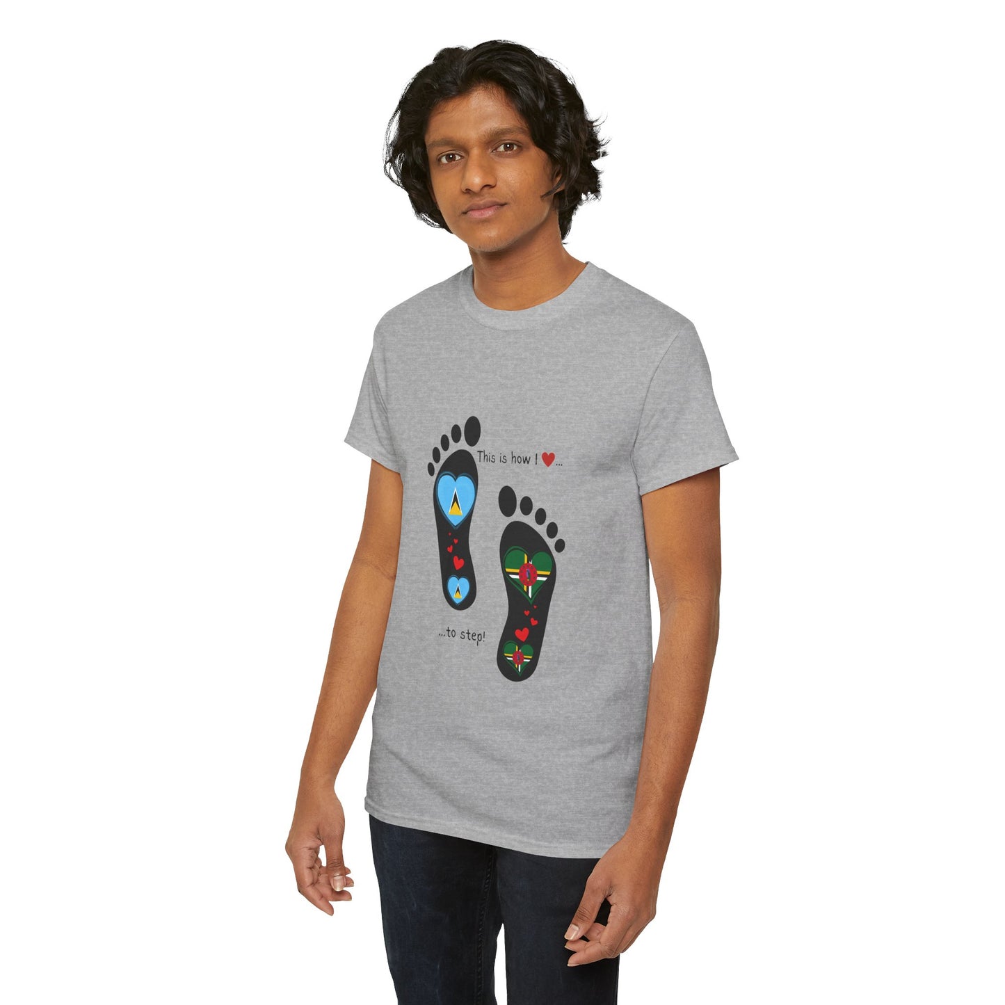 Caribbean Fusion: Footprint Flags Tee - Celebrate Saint Lucia & Dominica in Style!