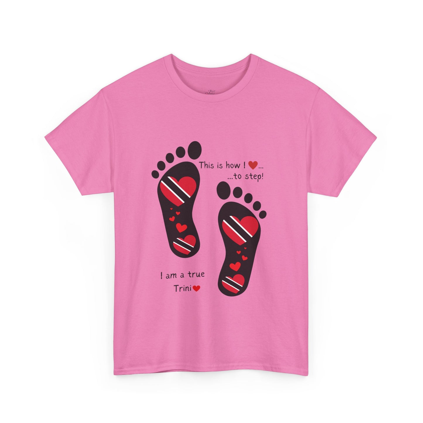 Introducing LoveJustJules's Exclusive Trinidad & Tobago Heart-Shaped Flags Footprint Tee - Trini flags in footprints. Gift Idea.
