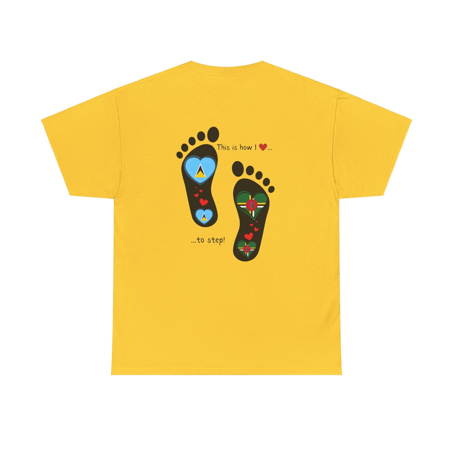 Caribbean Fusion: Footprint Flags Tee - Celebrate Saint Lucia & Dominica in Style!