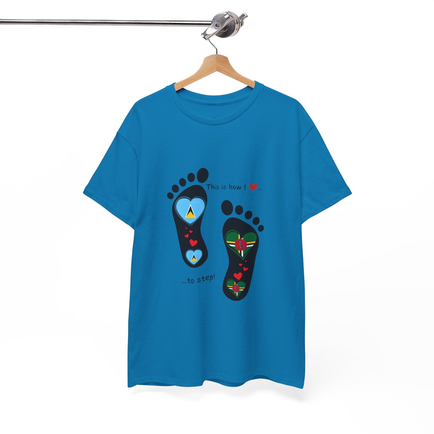 Caribbean Fusion: Footprint Flags Tee - Celebrate Saint Lucia & Dominica in Style!