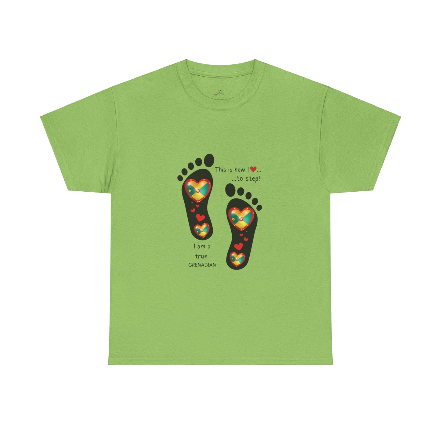 Unisex Heavy Cotton Tee - LoveJustJules Grenadian Heart Flag Tee - Gift Idea
