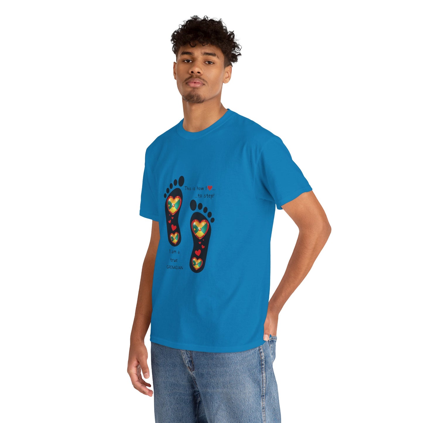 Unisex Heavy Cotton Tee - LoveJustJules Grenadian Heart Flag Tee - Gift Idea