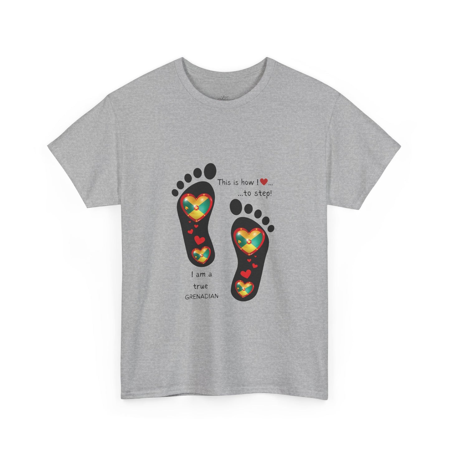 Unisex Heavy Cotton Tee - LoveJustJules Grenadian Heart Flag Tee - Gift Idea