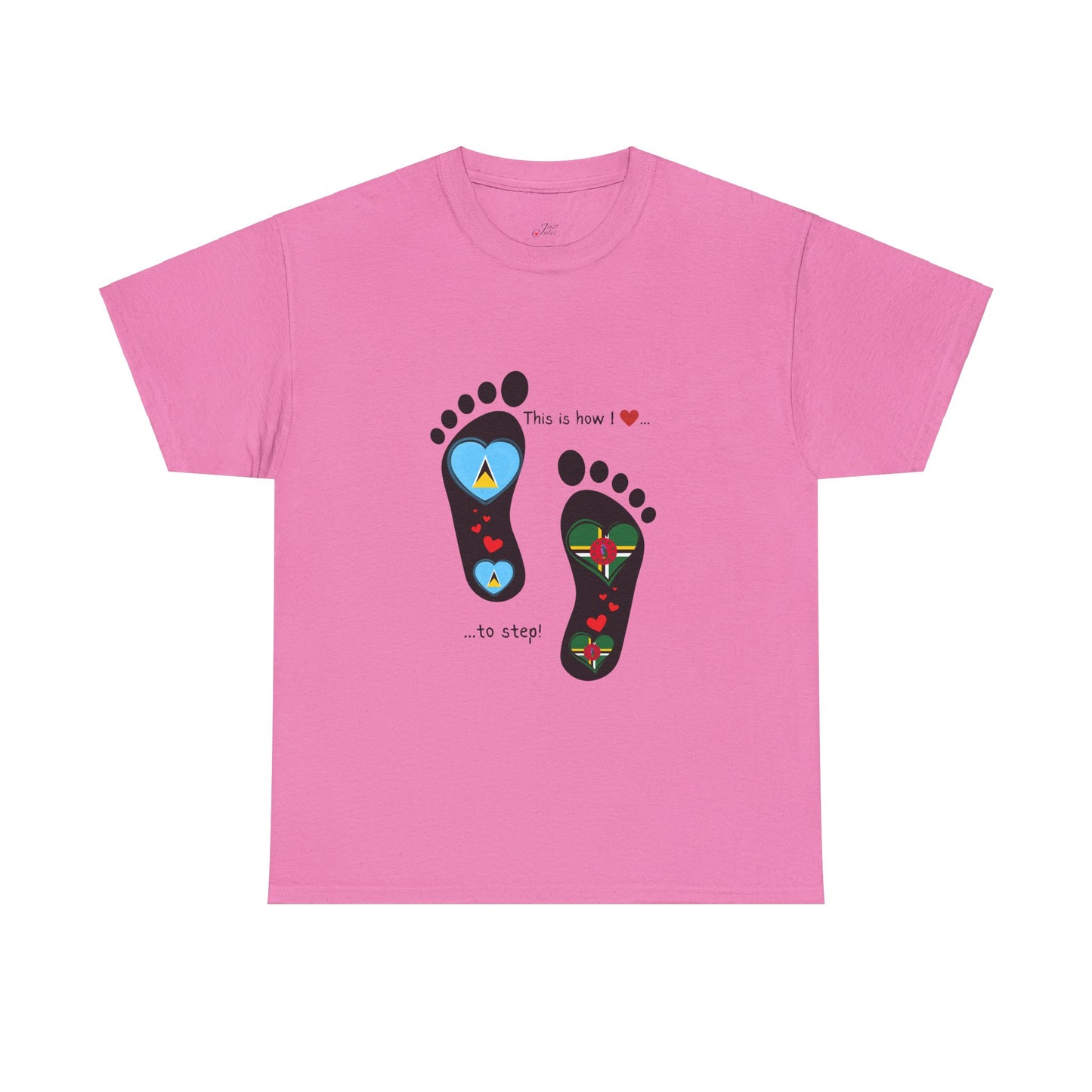 Caribbean Fusion: Footprint Flags Tee - Celebrate Saint Lucia & Dominica in Style!