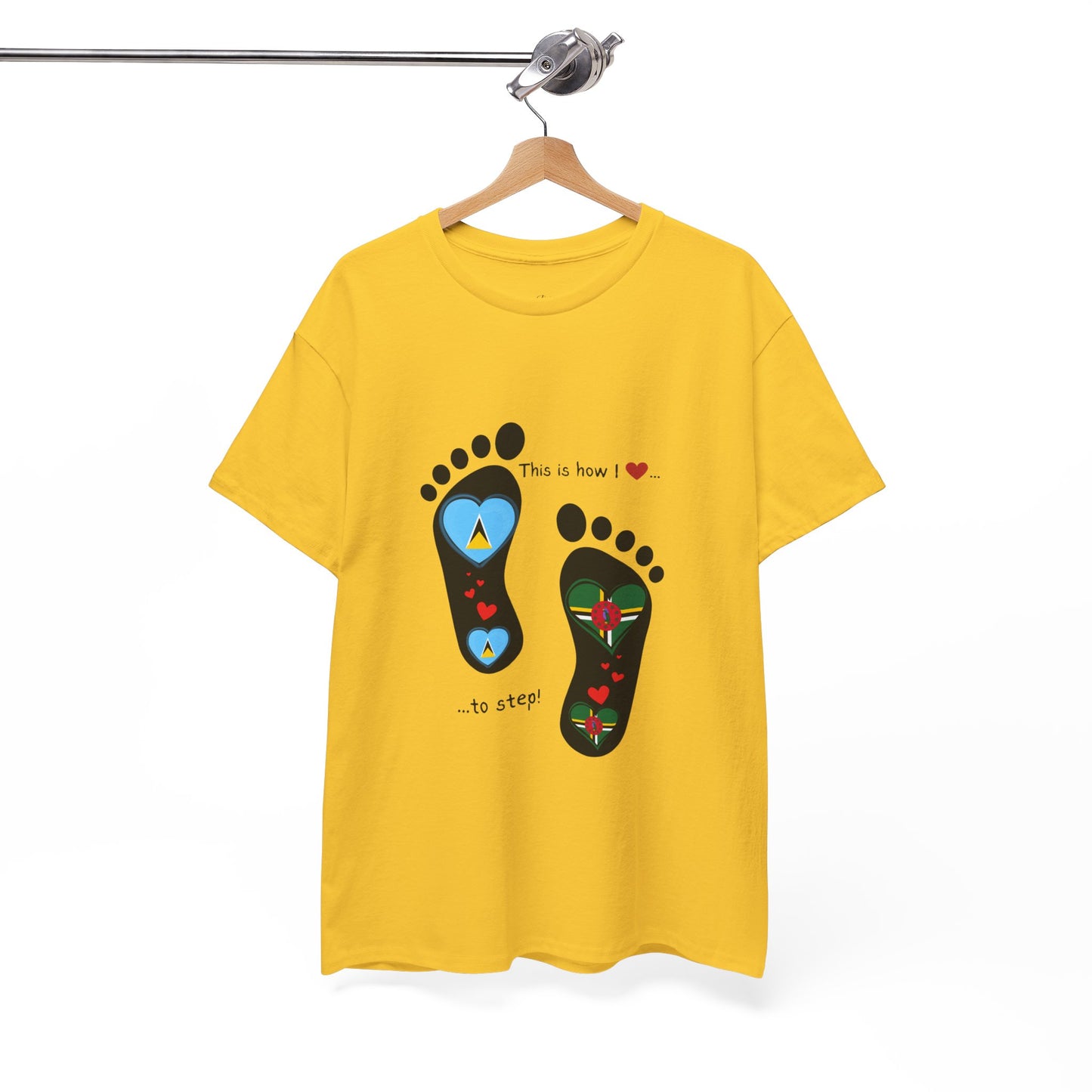 Caribbean Fusion: Footprint Flags Tee - Celebrate Saint Lucia & Dominica in Style!