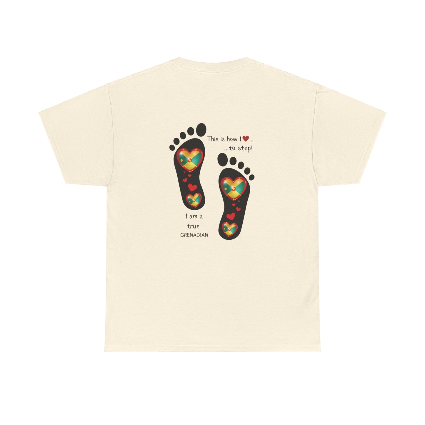 Unisex Heavy Cotton Tee - LoveJustJules Grenadian Heart Flag Tee - Gift Idea