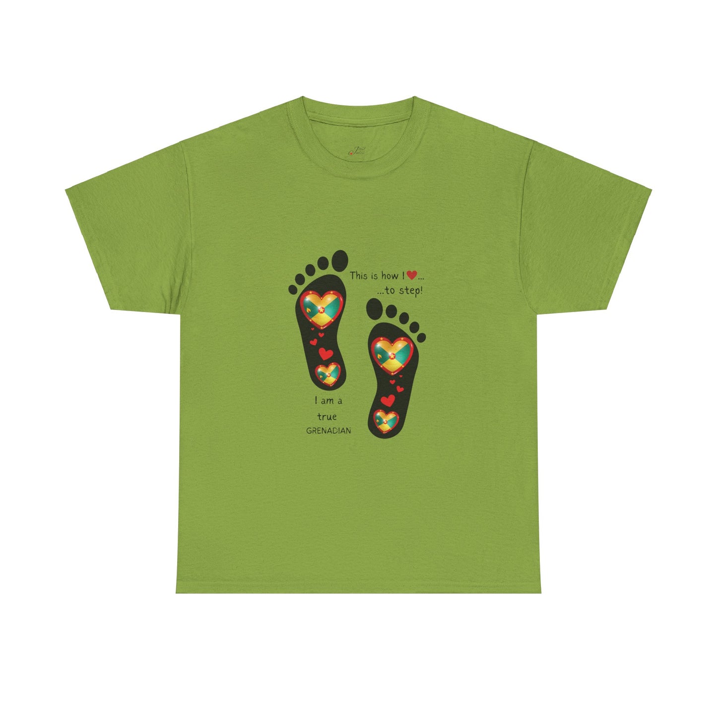 Unisex Heavy Cotton Tee - LoveJustJules Grenadian Heart Flag Tee - Gift Idea