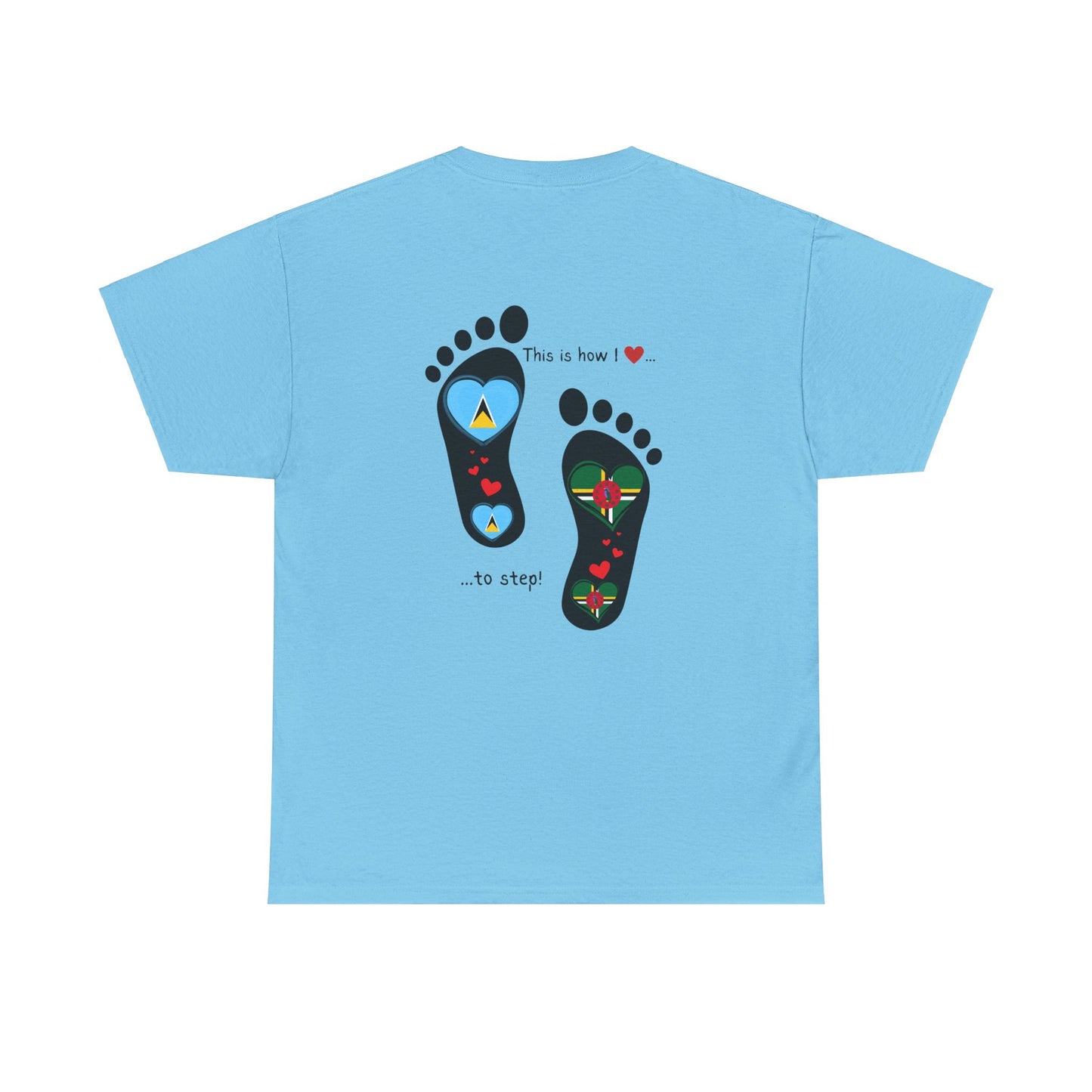 Caribbean Fusion: Footprint Flags Tee - Celebrate Saint Lucia & Dominica in Style!