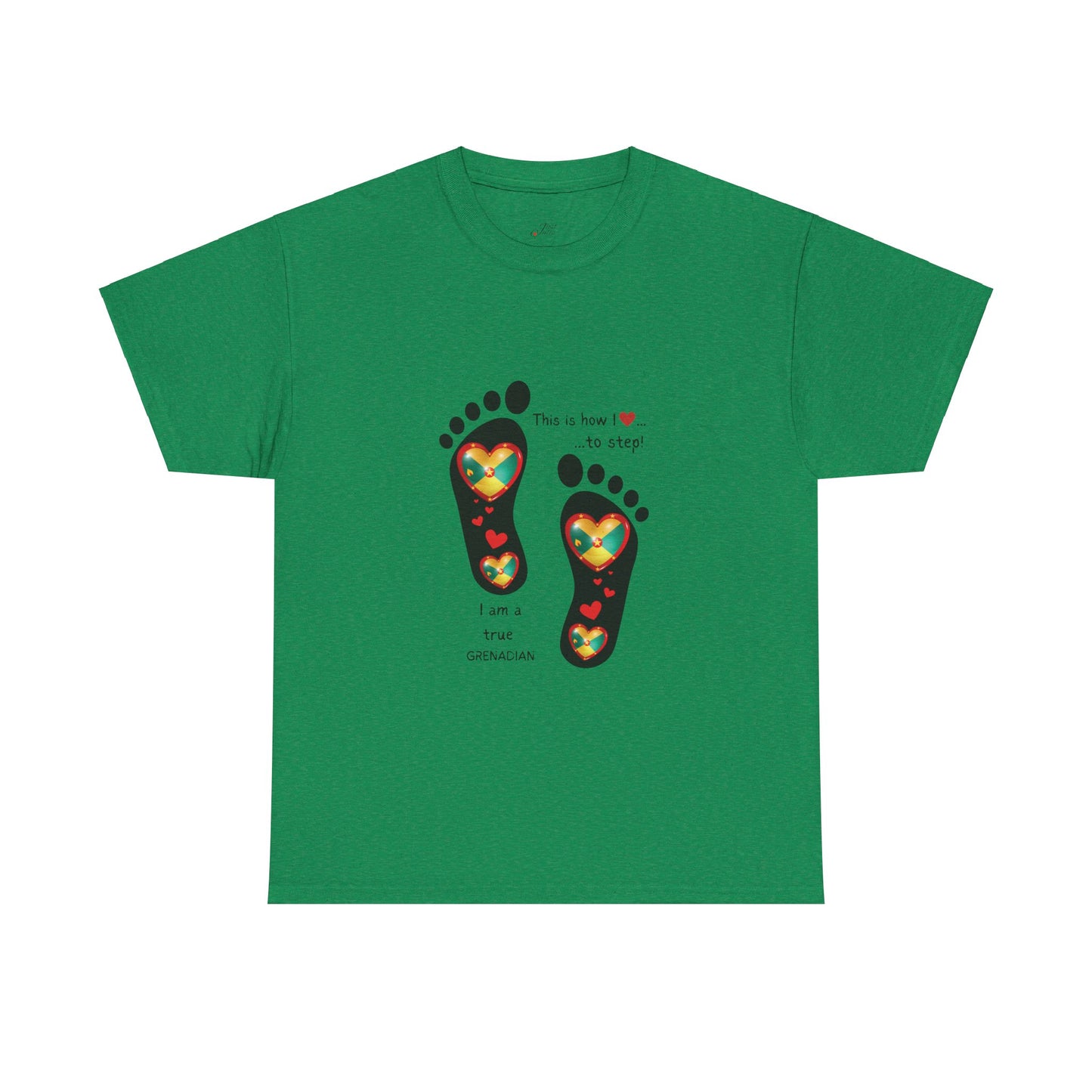 Unisex Heavy Cotton Tee - LoveJustJules Grenadian Heart Flag Tee - Gift Idea