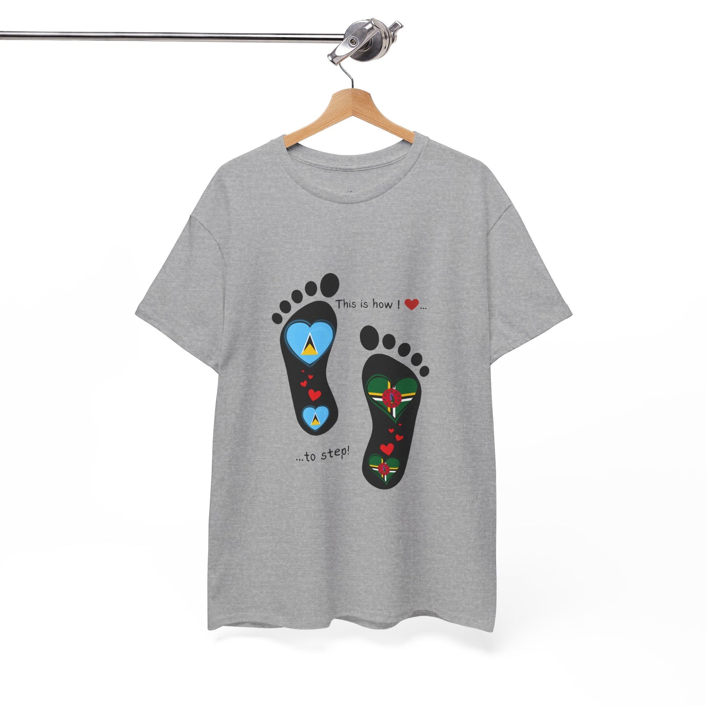 Caribbean Fusion: Footprint Flags Tee - Celebrate Saint Lucia & Dominica in Style!