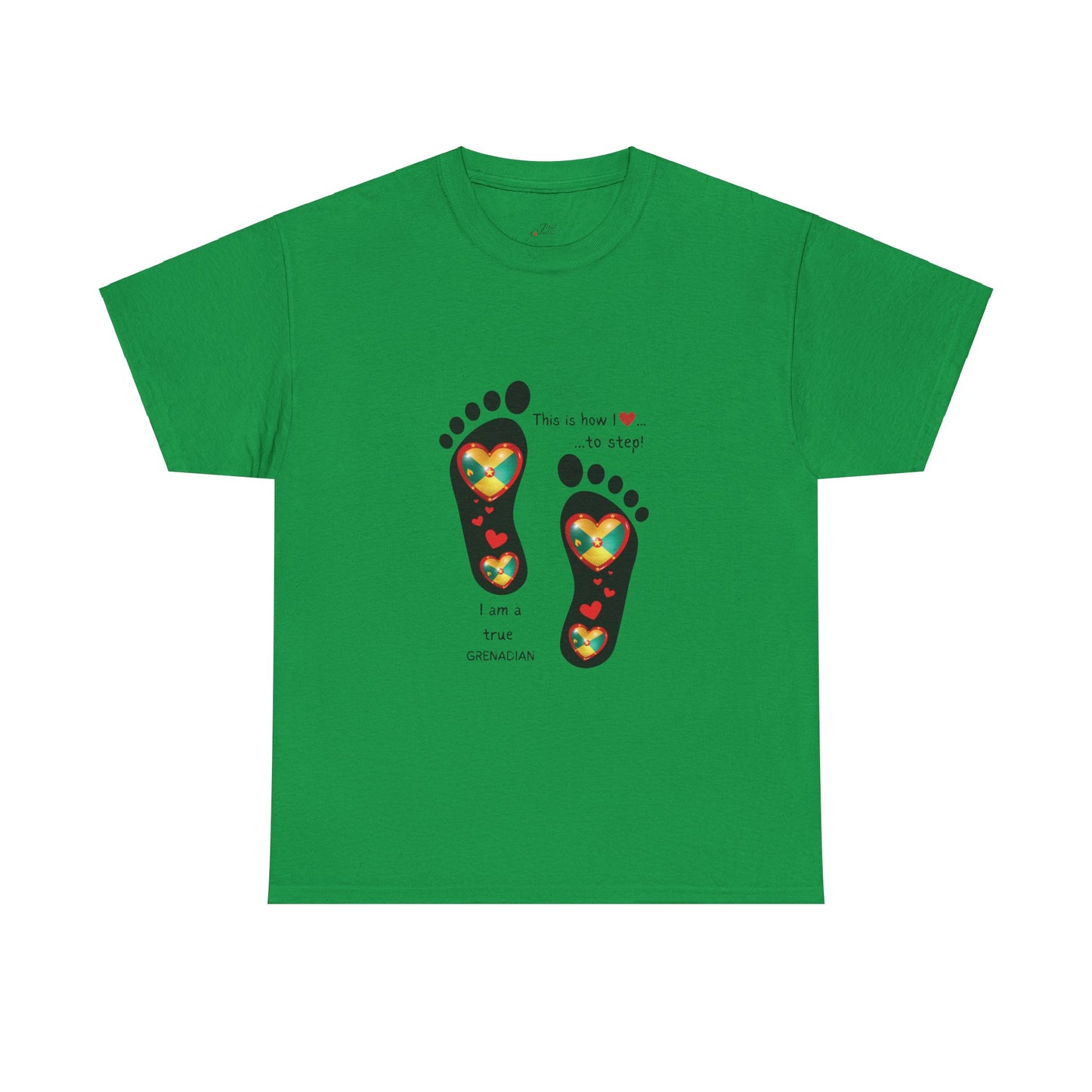 Unisex Heavy Cotton Tee - LoveJustJules Grenadian Heart Flag Tee - Gift Idea