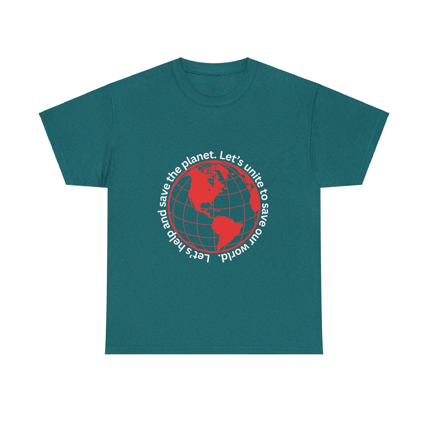 Eco-Friendly Unisex Tee: - Red Outlined World Unisex Tee- Heavy Cotton Tee