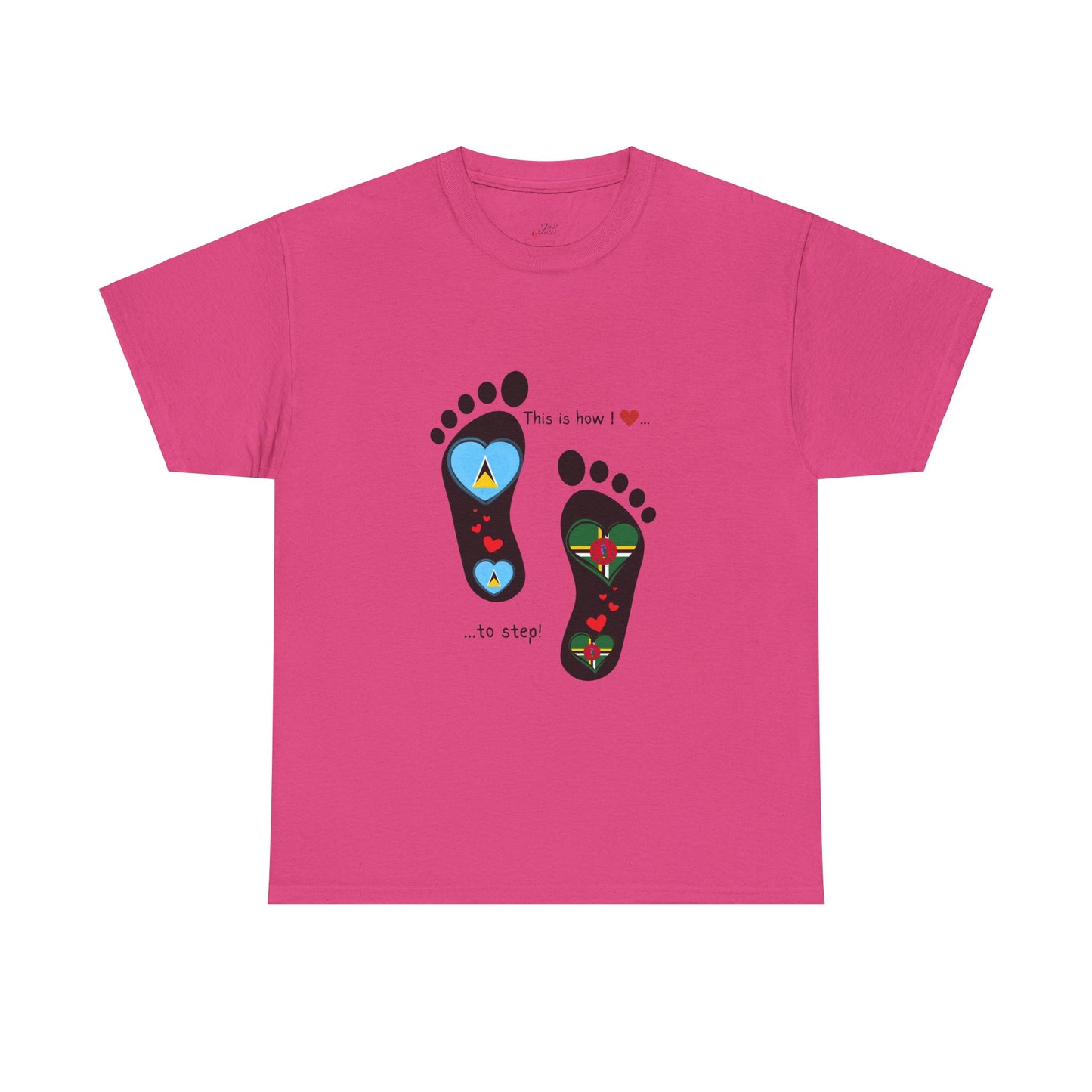 Caribbean Fusion: Footprint Flags Tee - Celebrate Saint Lucia & Dominica in Style!