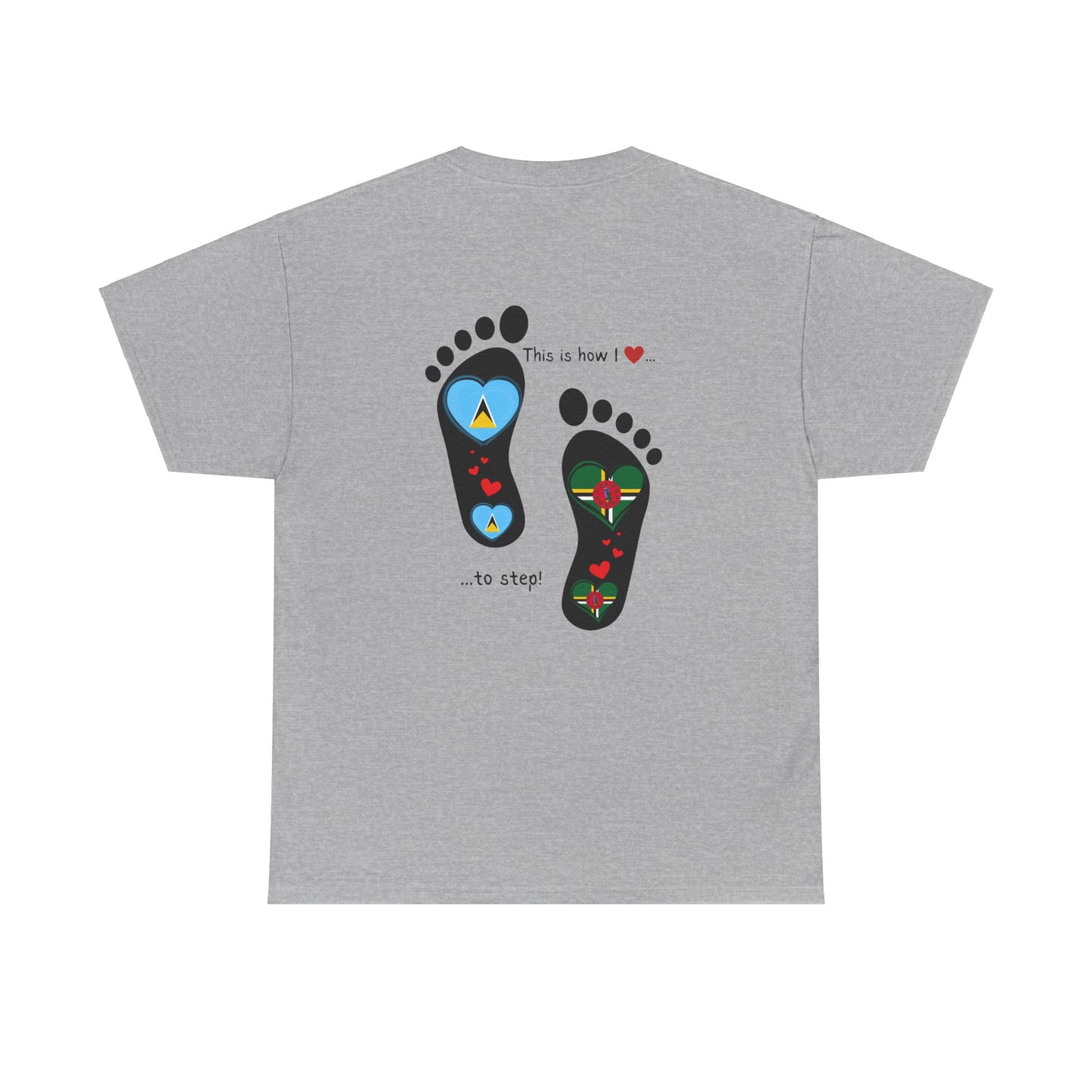 Caribbean Fusion: Footprint Flags Tee - Celebrate Saint Lucia & Dominica in Style!