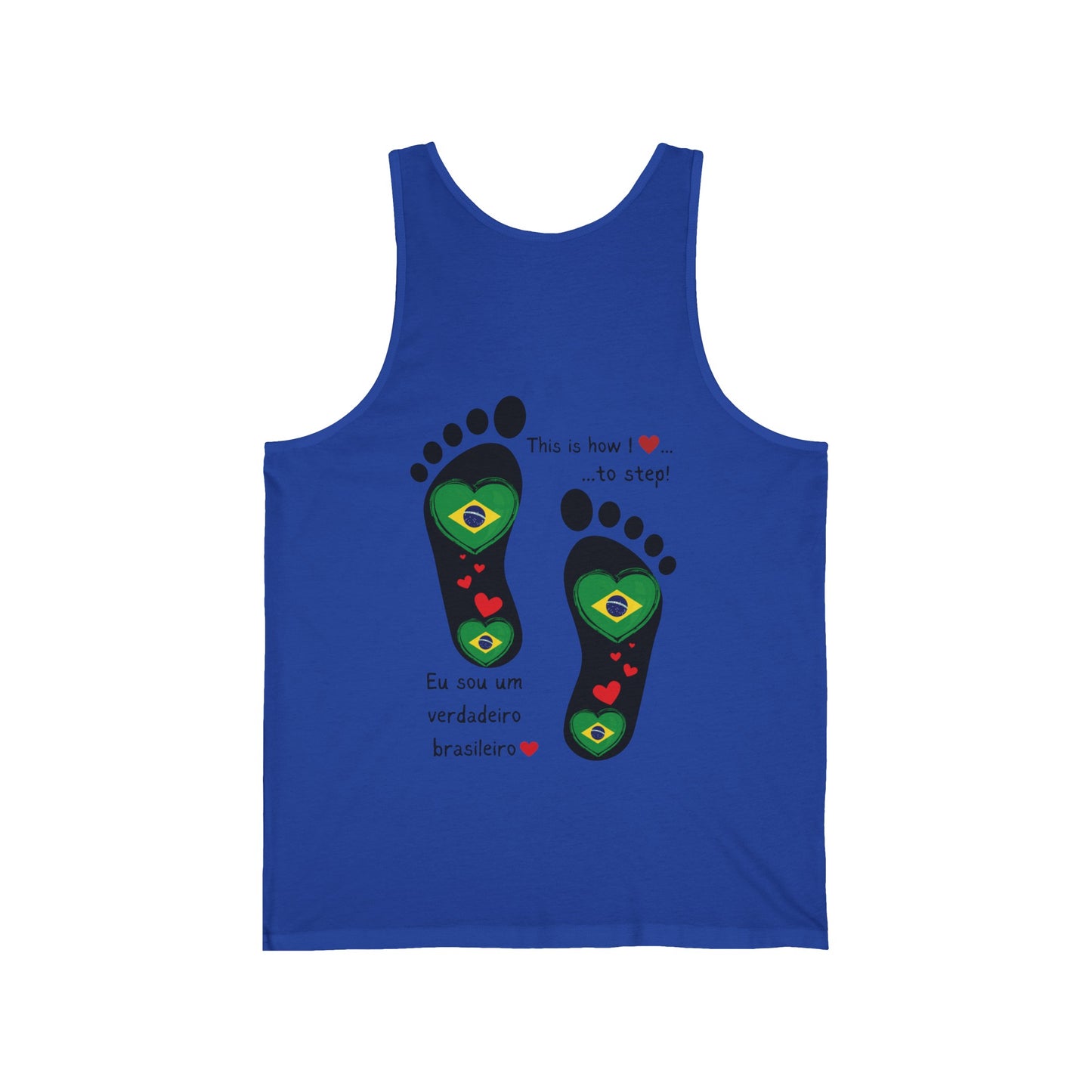 Unisex Jersey Tank - Celebrate Your Heritage with Our Brazilian Flag Heart Footprint Jersey Vest Top