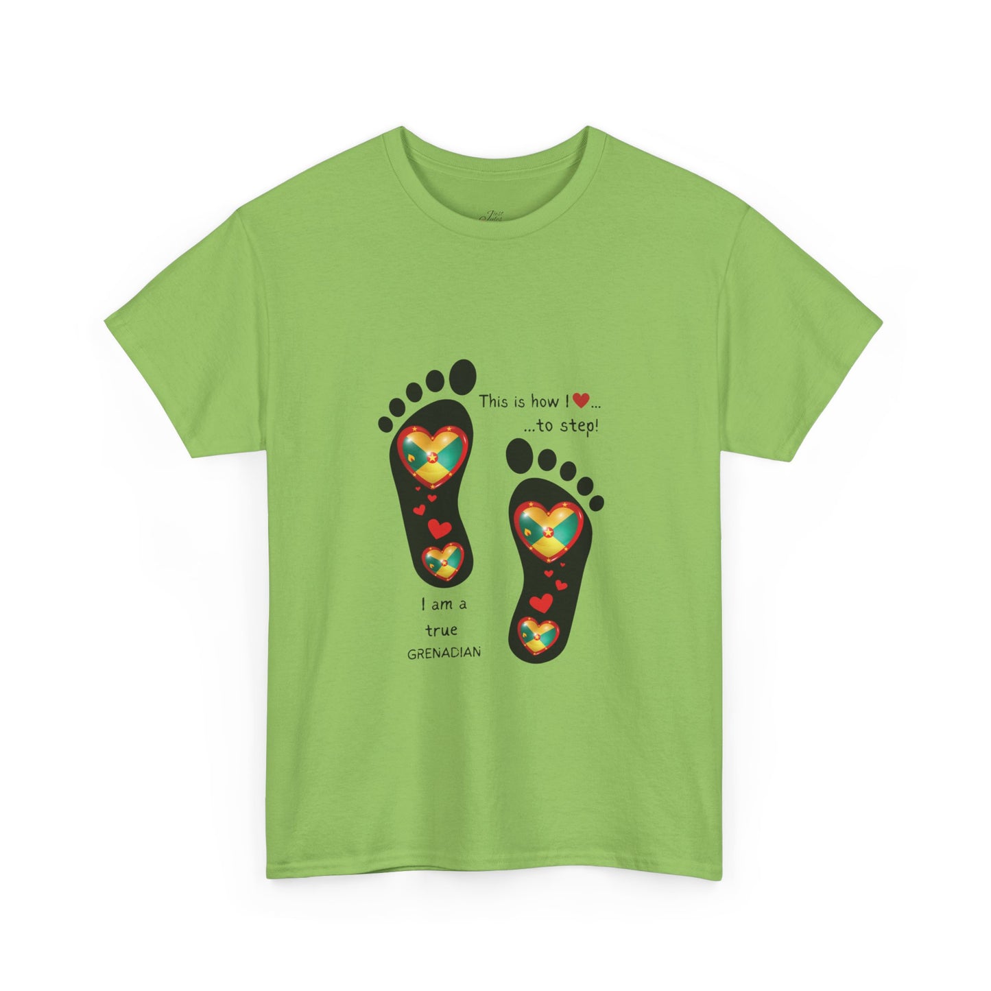 Unisex Heavy Cotton Tee - LoveJustJules Grenadian Heart Flag Tee - Gift Idea