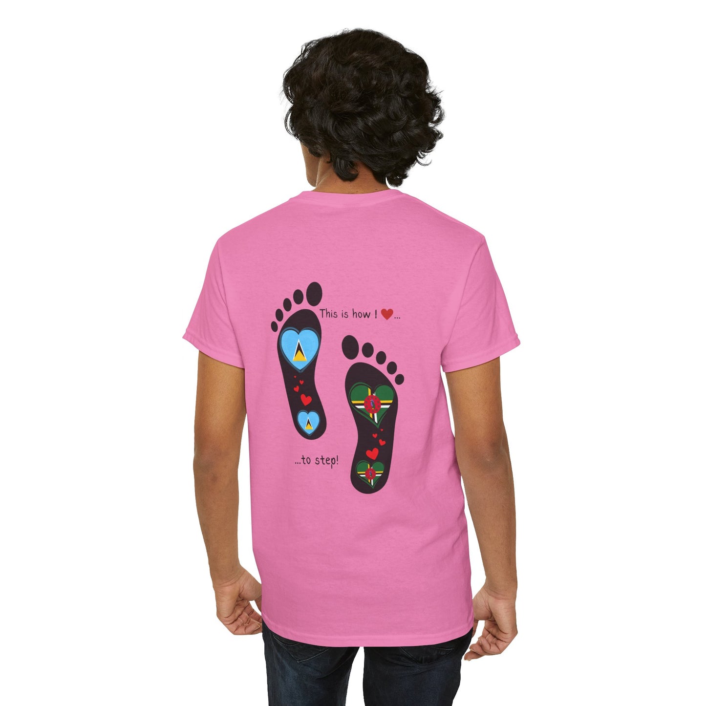 Caribbean Fusion: Footprint Flags Tee - Celebrate Saint Lucia & Dominica in Style!