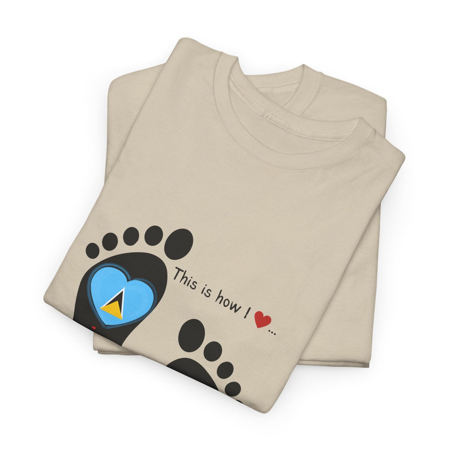 Caribbean Fusion: Footprint Flags Tee - Celebrate Saint Lucia & Dominica in Style!
