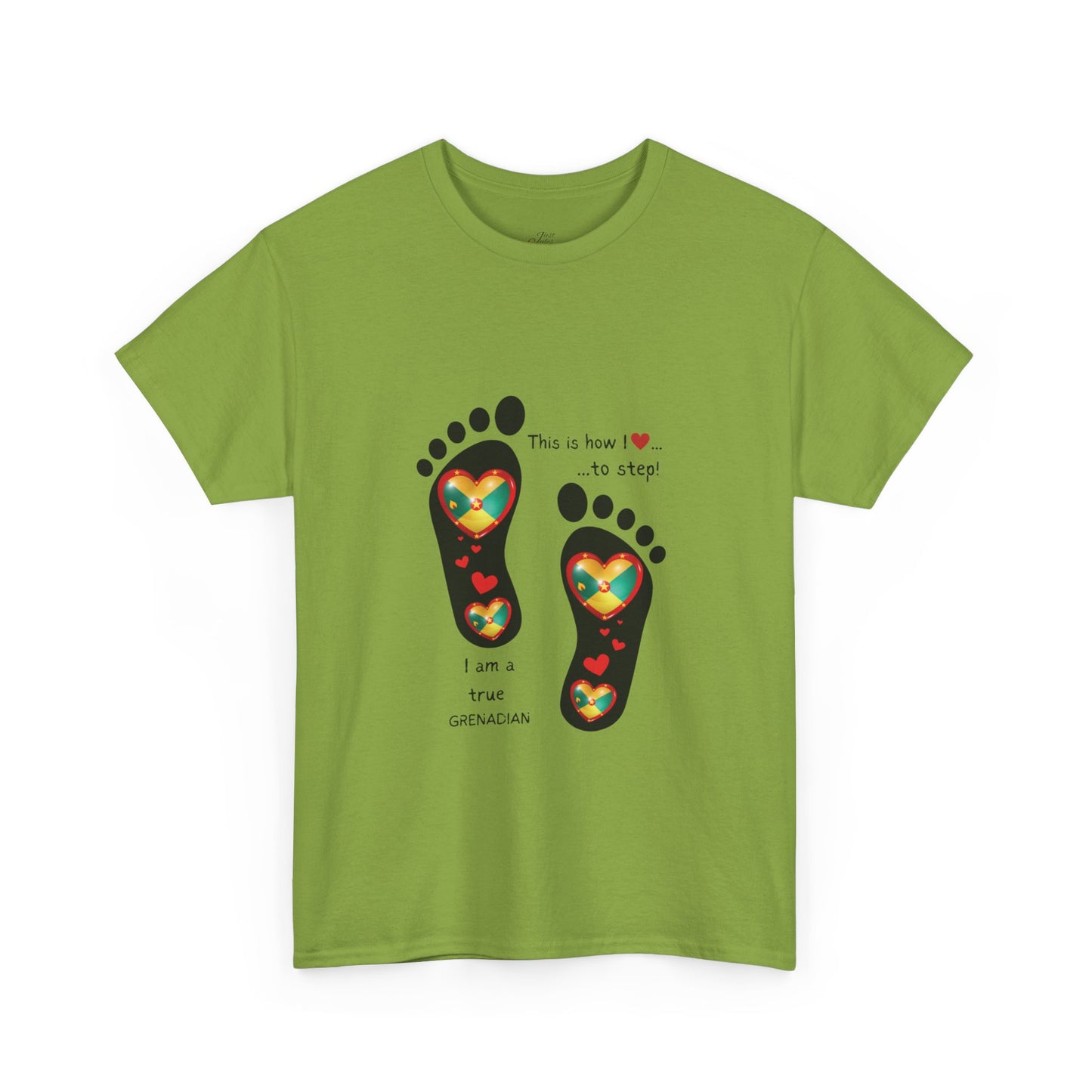Unisex Heavy Cotton Tee - LoveJustJules Grenadian Heart Flag Tee - Gift Idea