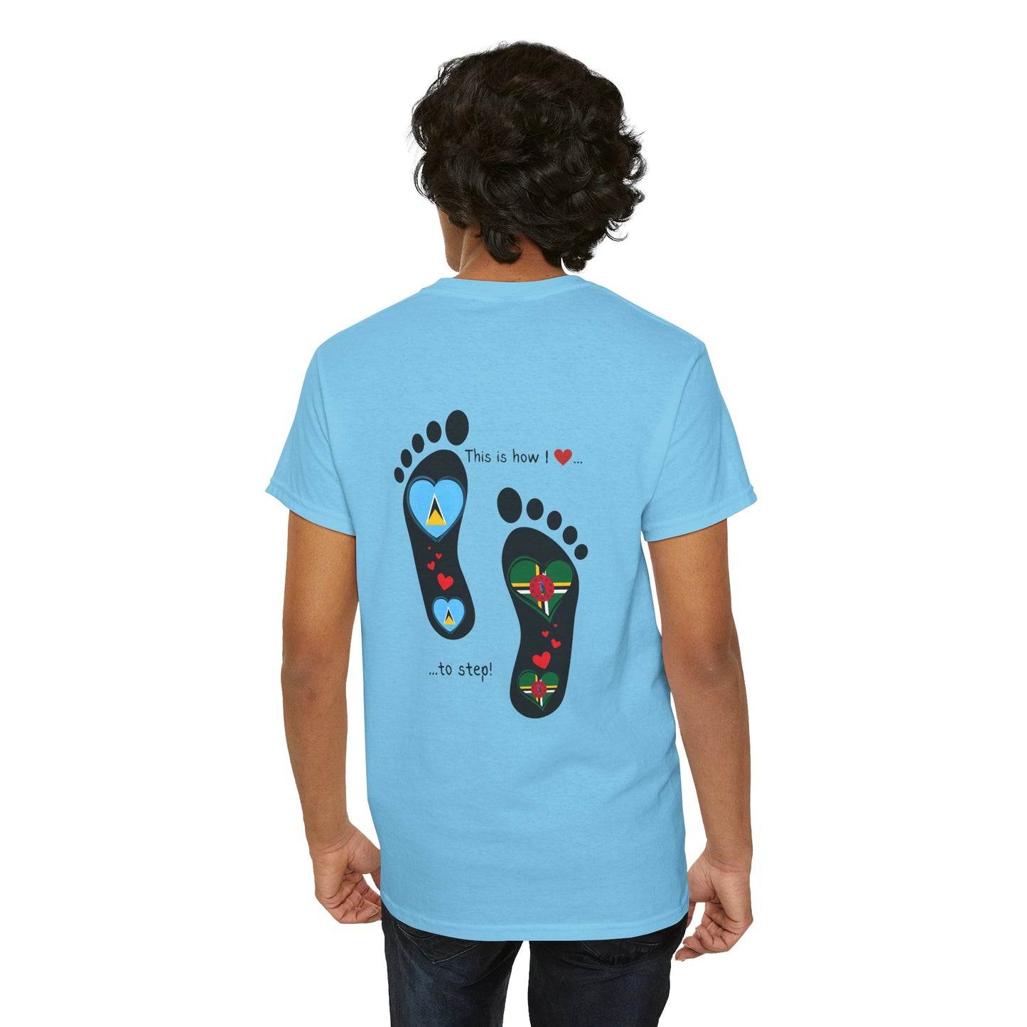 Caribbean Fusion: Footprint Flags Tee - Celebrate Saint Lucia & Dominica in Style!