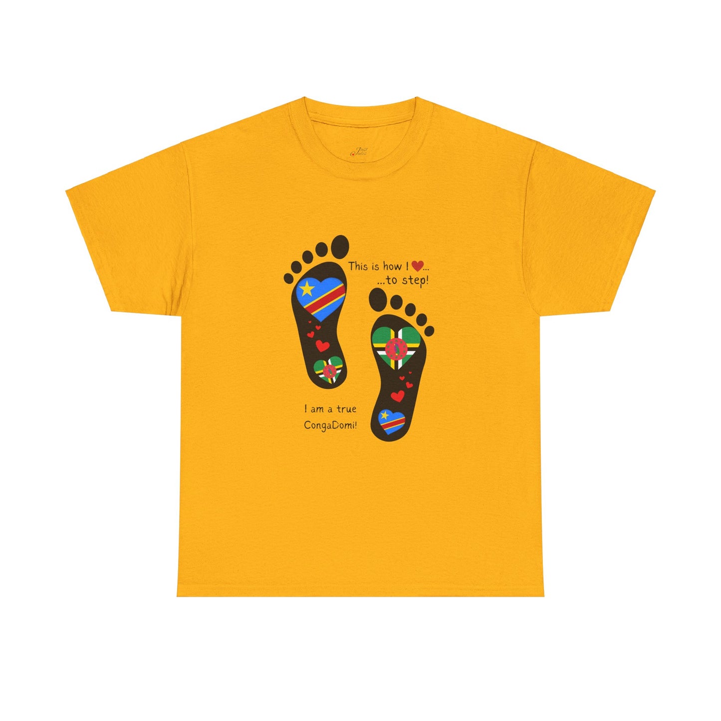 Unisex Heavy Cotton Tee - LoveJustJules - "Heritage Fusion: Celebrating Congo & Dominica in Every Step"