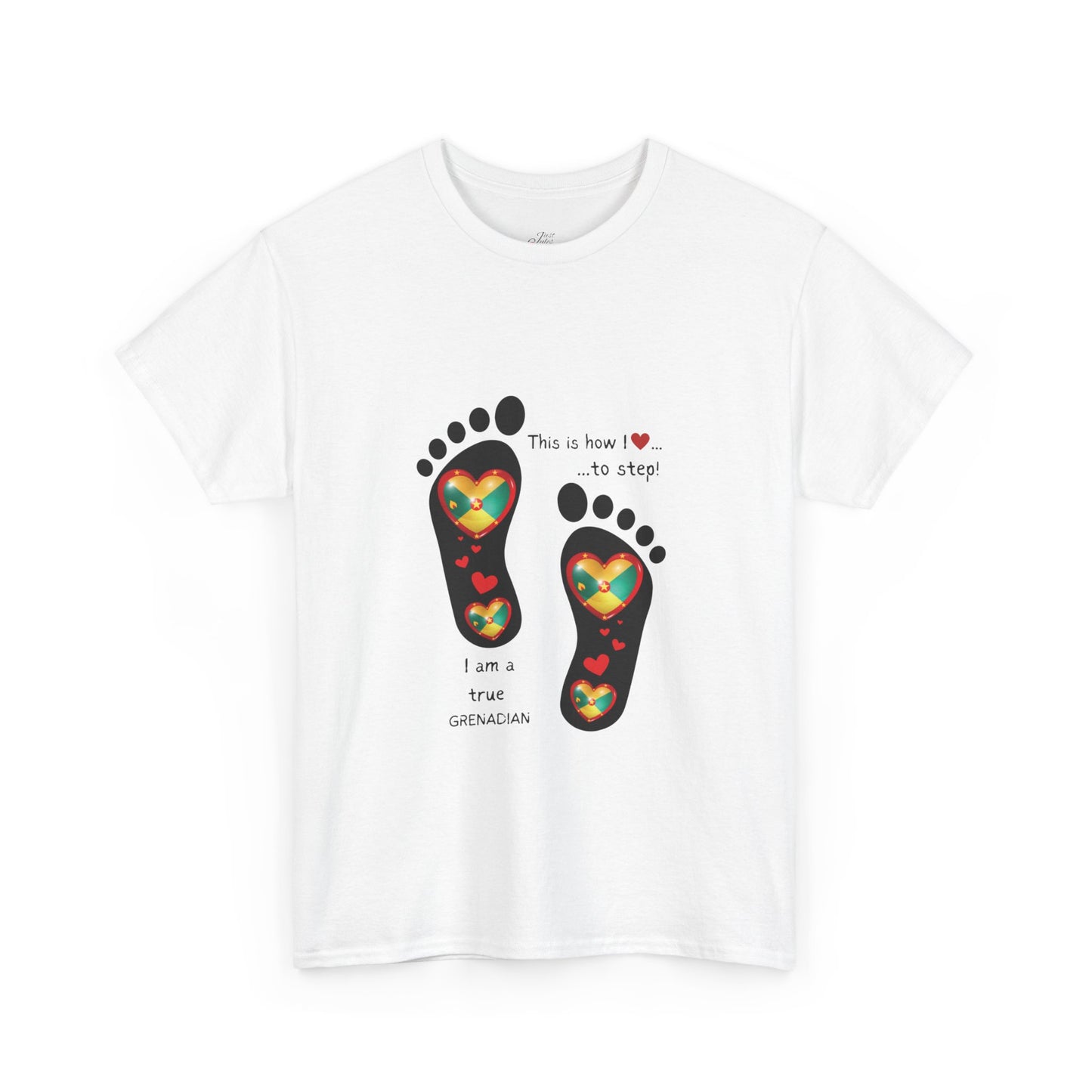 Unisex Heavy Cotton Tee - LoveJustJules Grenadian Heart Flag Tee - Gift Idea