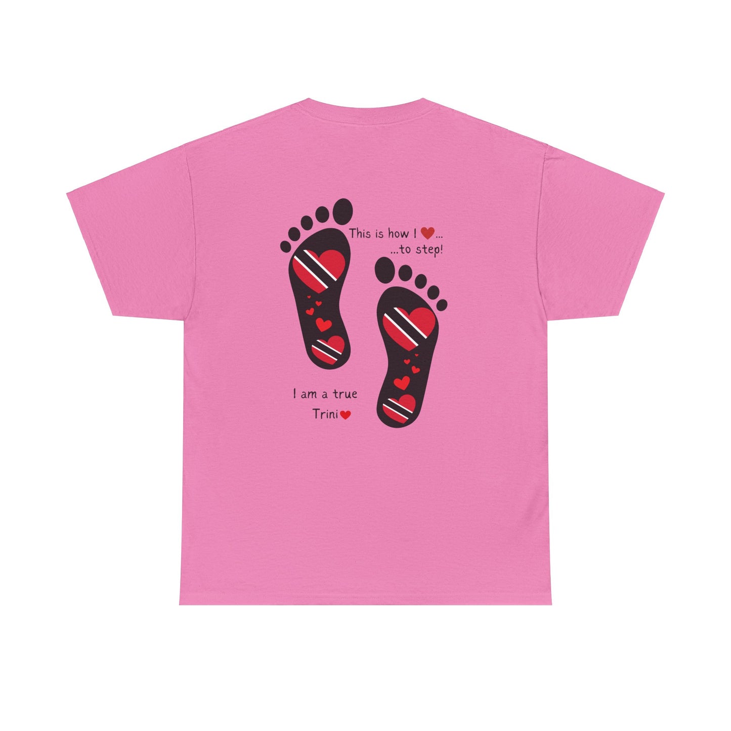 Introducing LoveJustJules's Exclusive Trinidad & Tobago Heart-Shaped Flags Footprint Tee - Trini flags in footprints. Gift Idea.