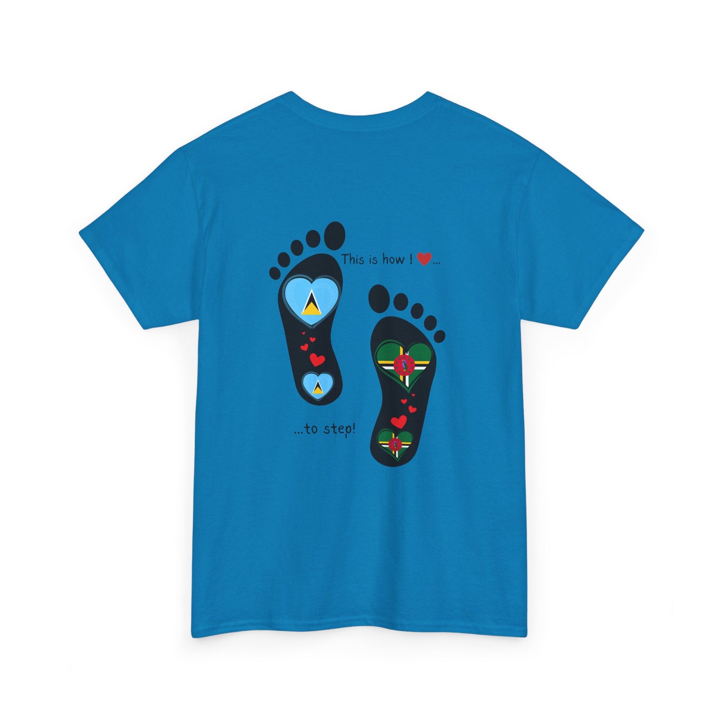 Caribbean Fusion: Footprint Flags Tee - Celebrate Saint Lucia & Dominica in Style!