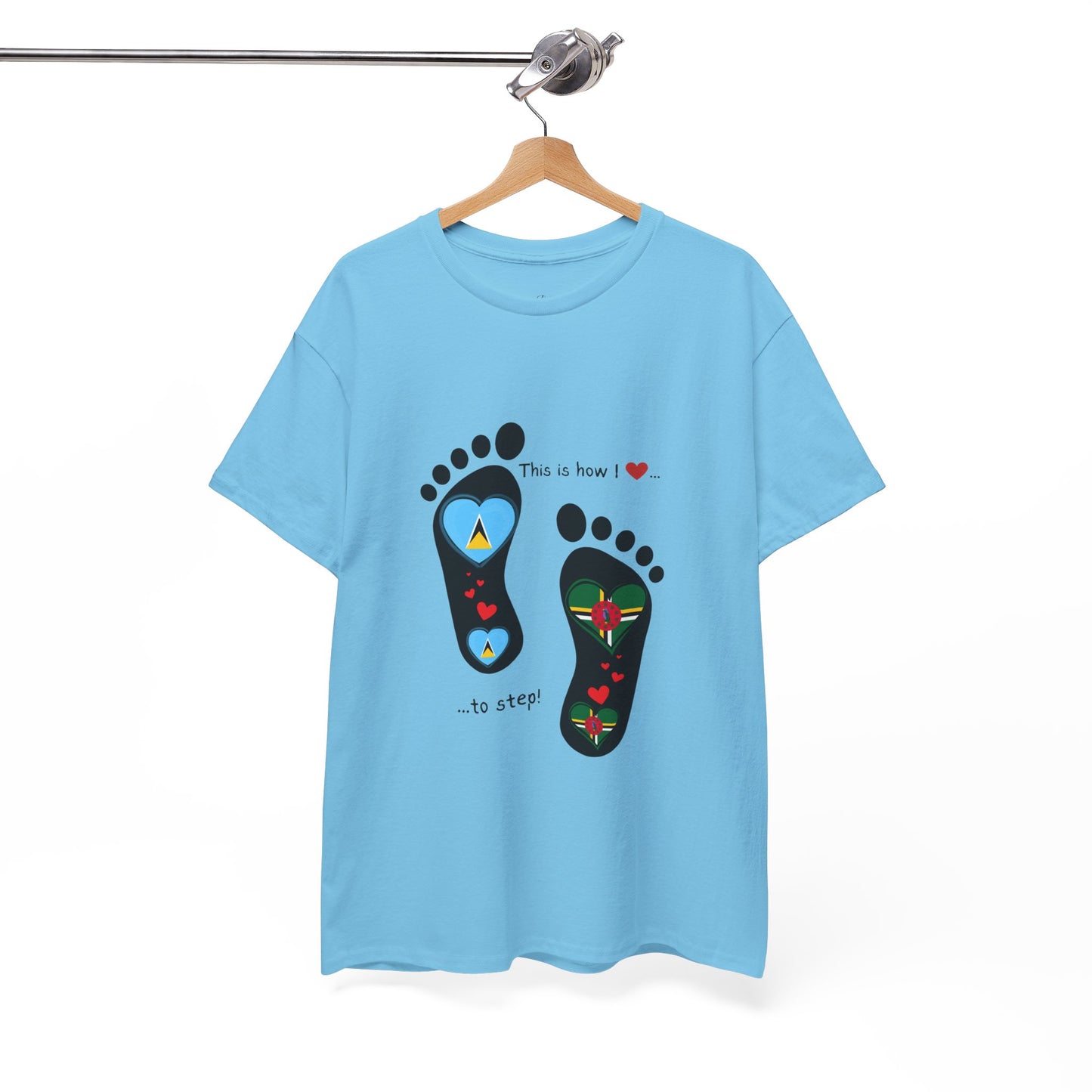 Caribbean Fusion: Footprint Flags Tee - Celebrate Saint Lucia & Dominica in Style!