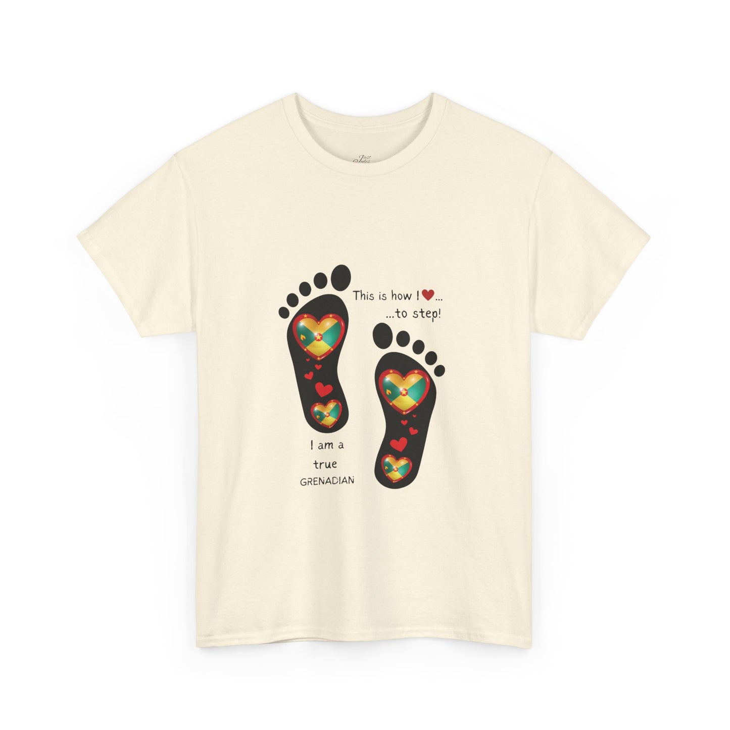 Unisex Heavy Cotton Tee - LoveJustJules Grenadian Heart Flag Tee - Gift Idea