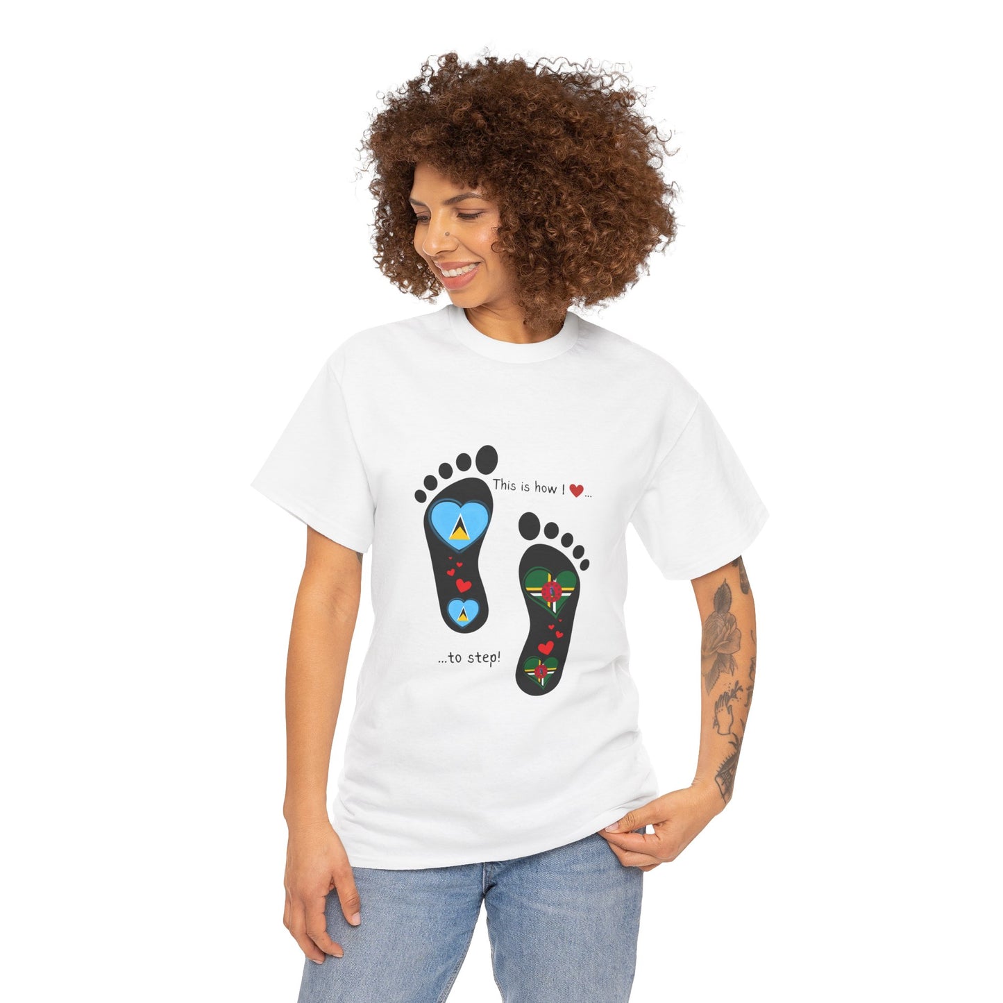 Caribbean Fusion: Footprint Flags Tee - Celebrate Saint Lucia & Dominica in Style!