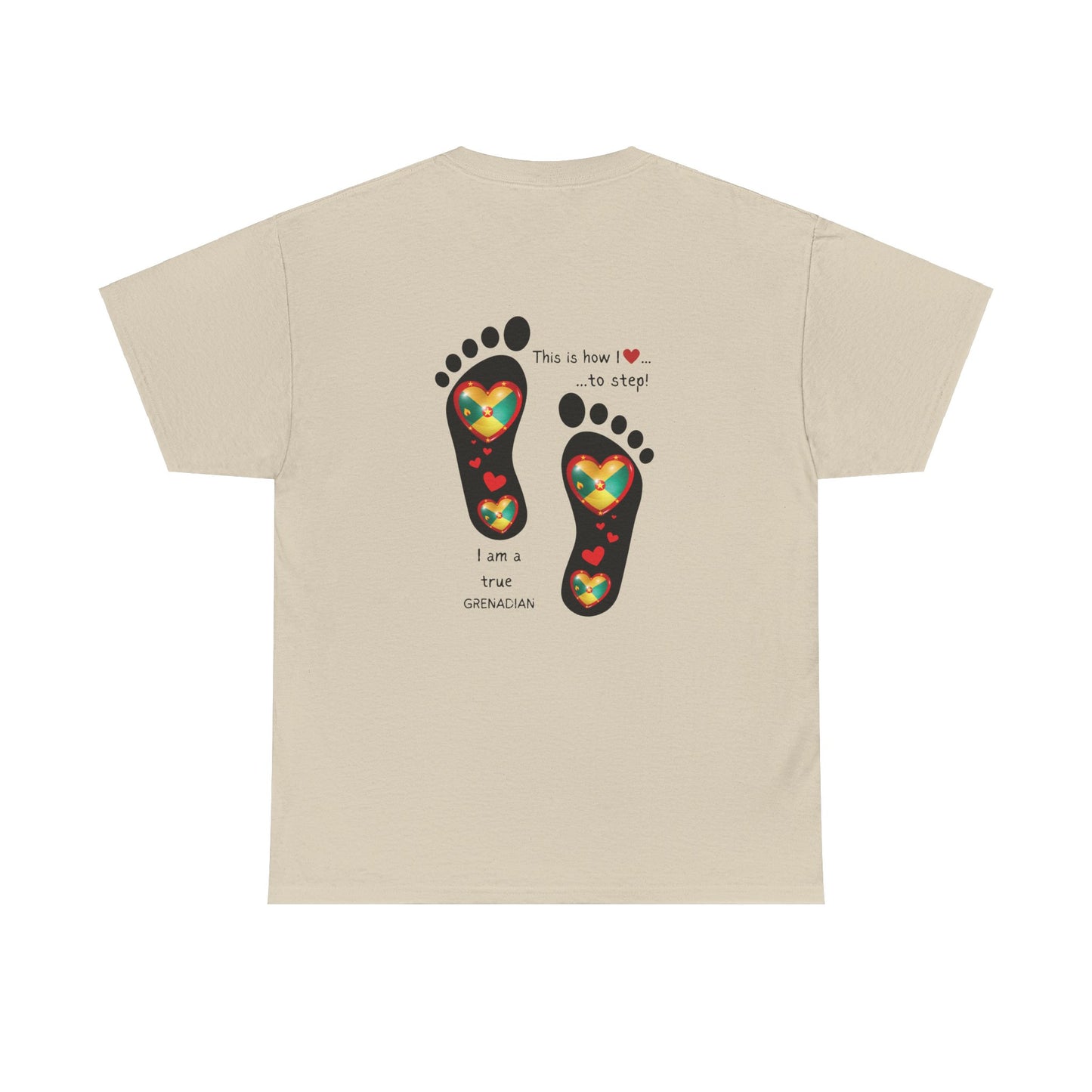 Unisex Heavy Cotton Tee - LoveJustJules Grenadian Heart Flag Tee - Gift Idea