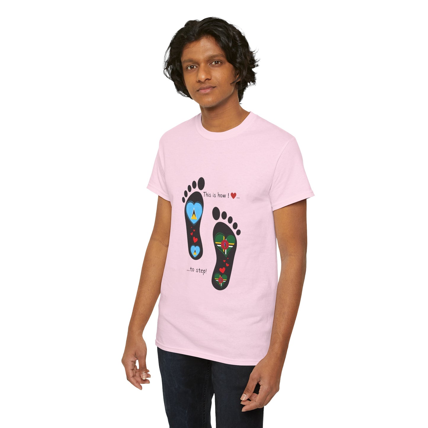 Caribbean Fusion: Footprint Flags Tee - Celebrate Saint Lucia & Dominica in Style!