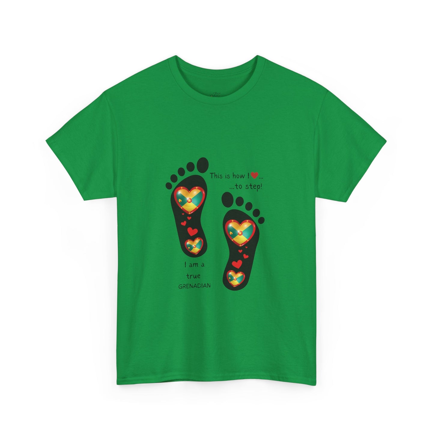 Unisex Heavy Cotton Tee - LoveJustJules Grenadian Heart Flag Tee - Gift Idea