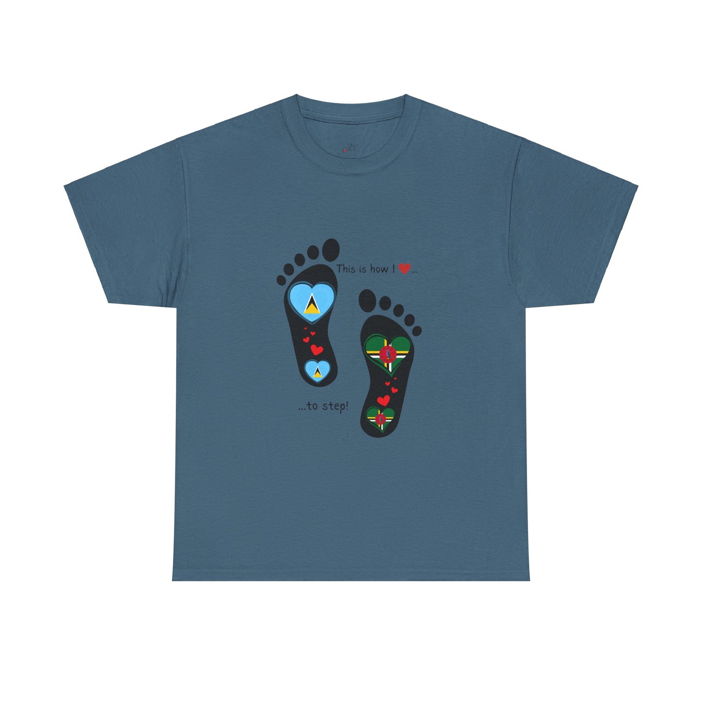Caribbean Fusion: Footprint Flags Tee - Celebrate Saint Lucia & Dominica in Style!