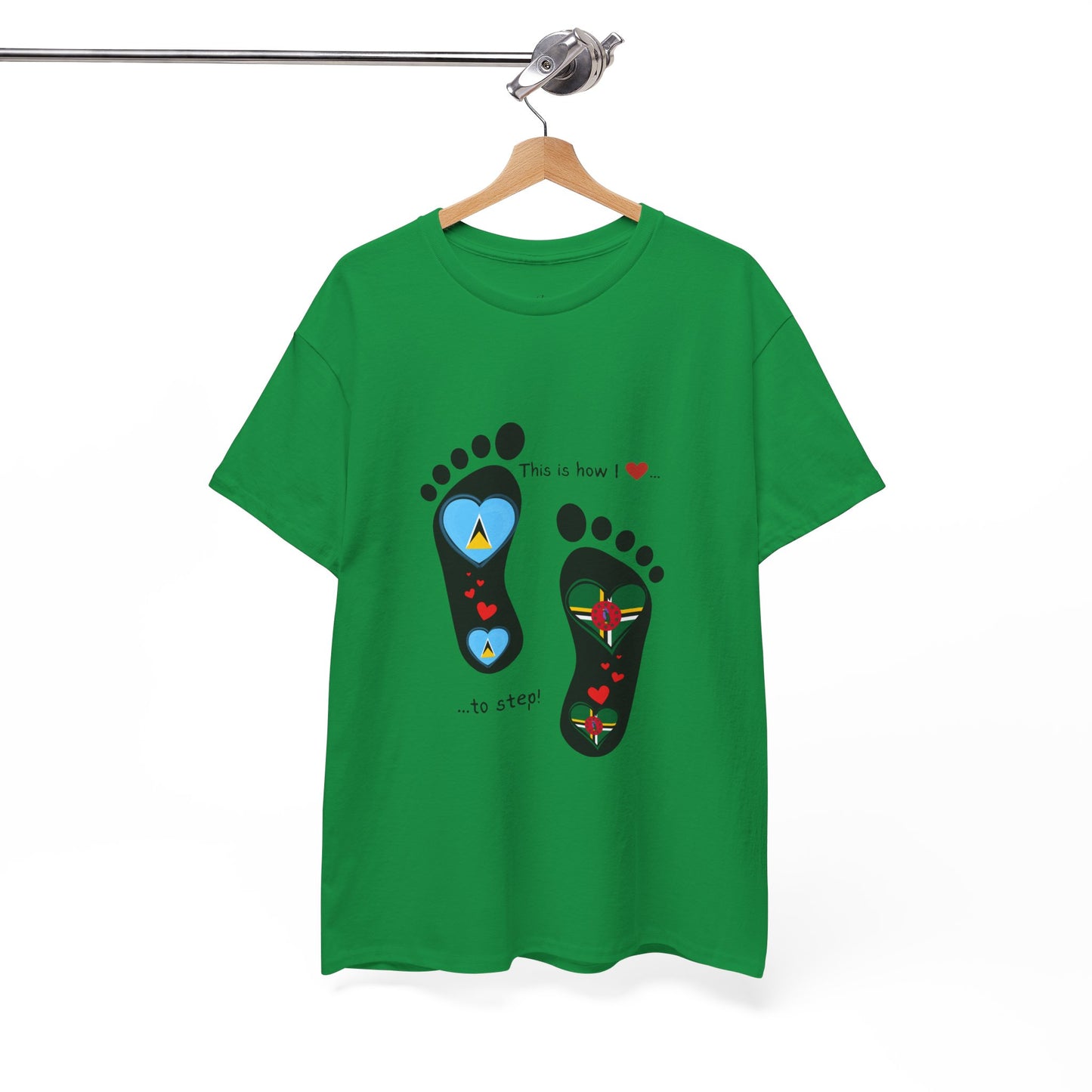 Caribbean Fusion: Footprint Flags Tee - Celebrate Saint Lucia & Dominica in Style!