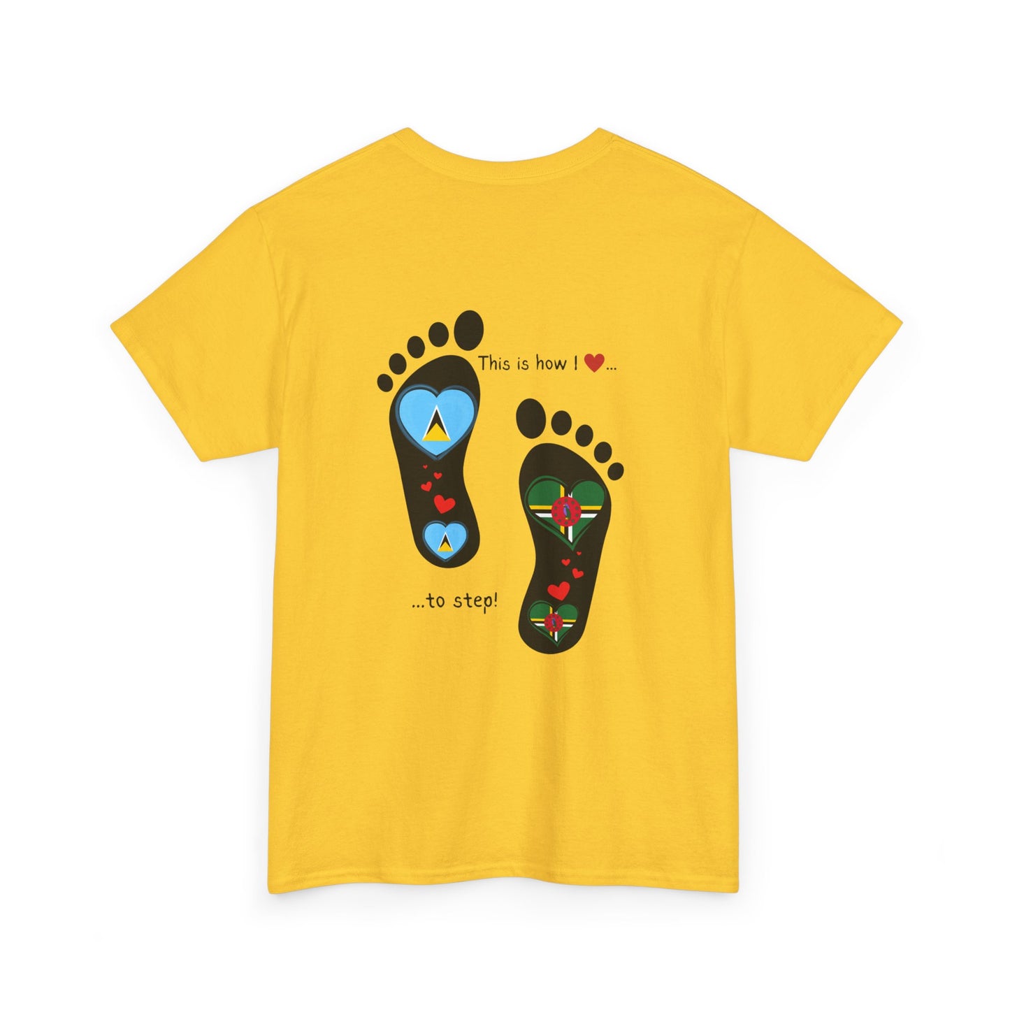 Caribbean Fusion: Footprint Flags Tee - Celebrate Saint Lucia & Dominica in Style!
