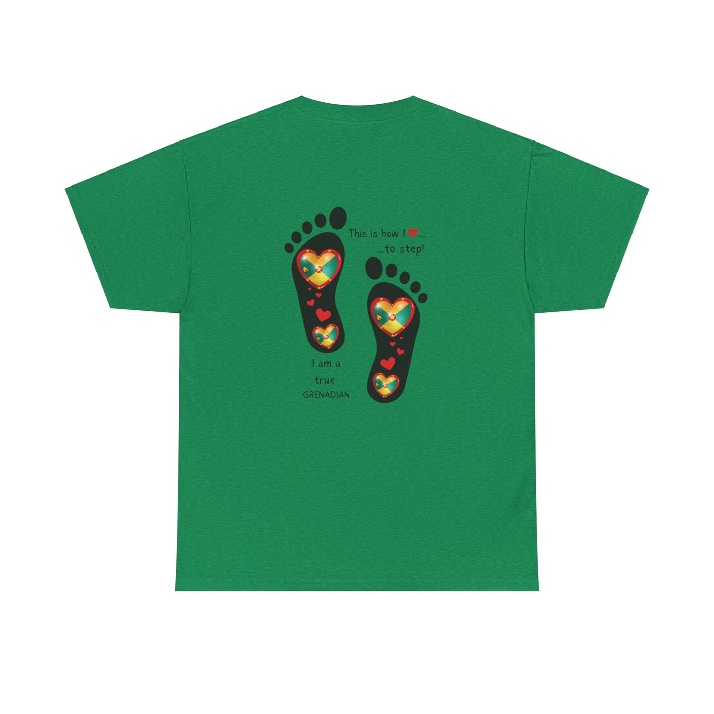 Unisex Heavy Cotton Tee - LoveJustJules Grenadian Heart Flag Tee - Gift Idea