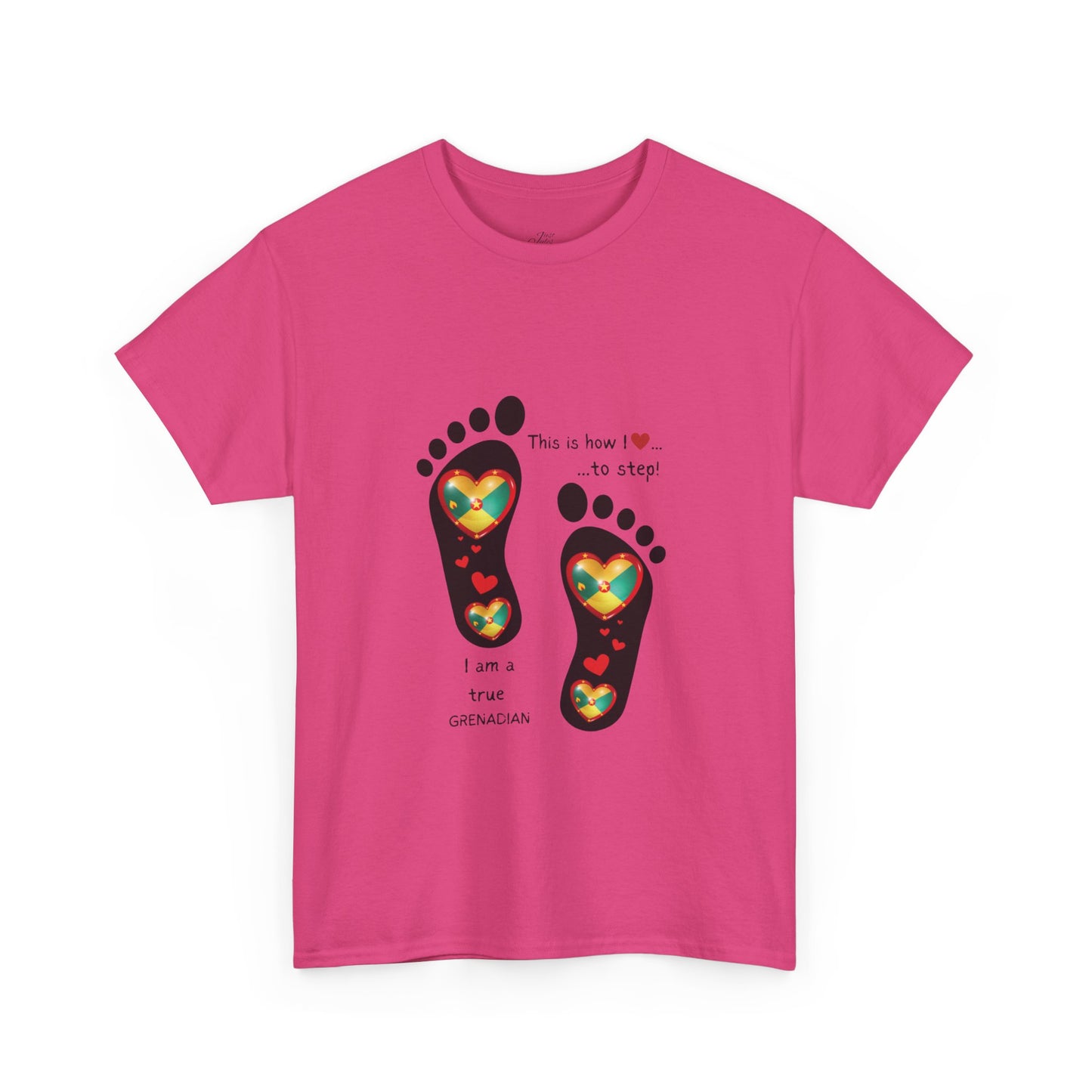Unisex Heavy Cotton Tee - LoveJustJules Grenadian Heart Flag Tee - Gift Idea