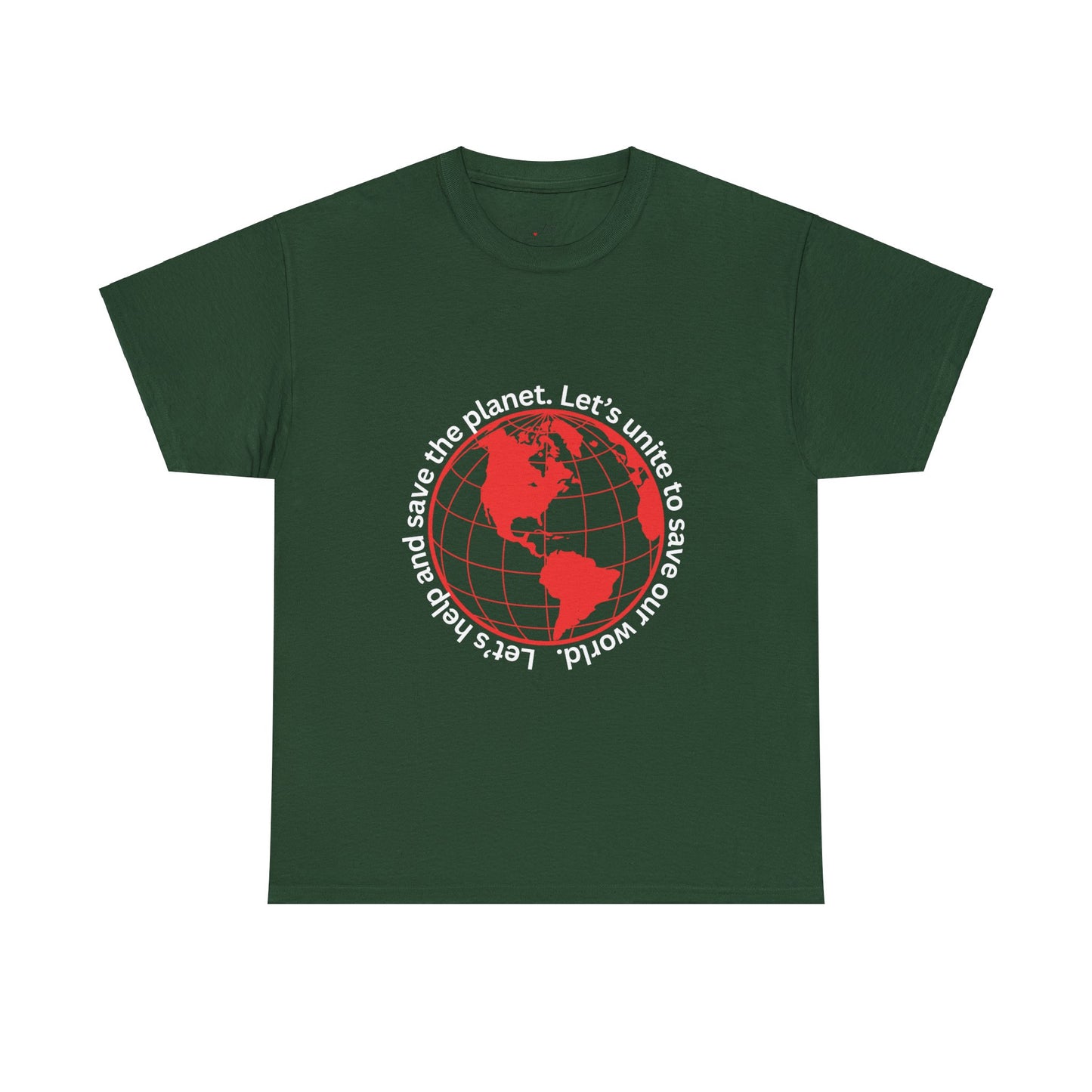 Eco-Friendly Unisex Tee: - Red Outlined World Unisex Tee- Heavy Cotton Tee