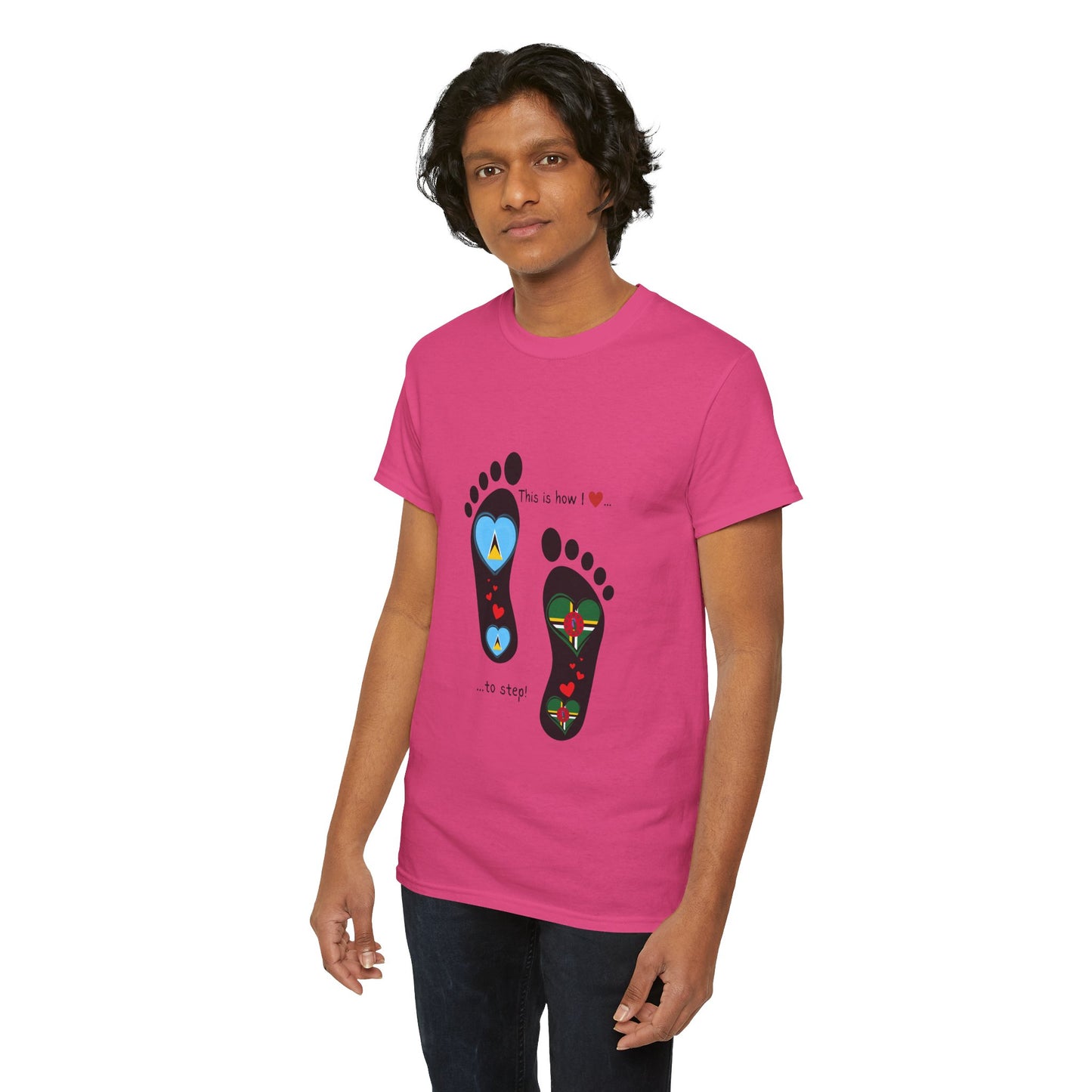 Caribbean Fusion: Footprint Flags Tee - Celebrate Saint Lucia & Dominica in Style!