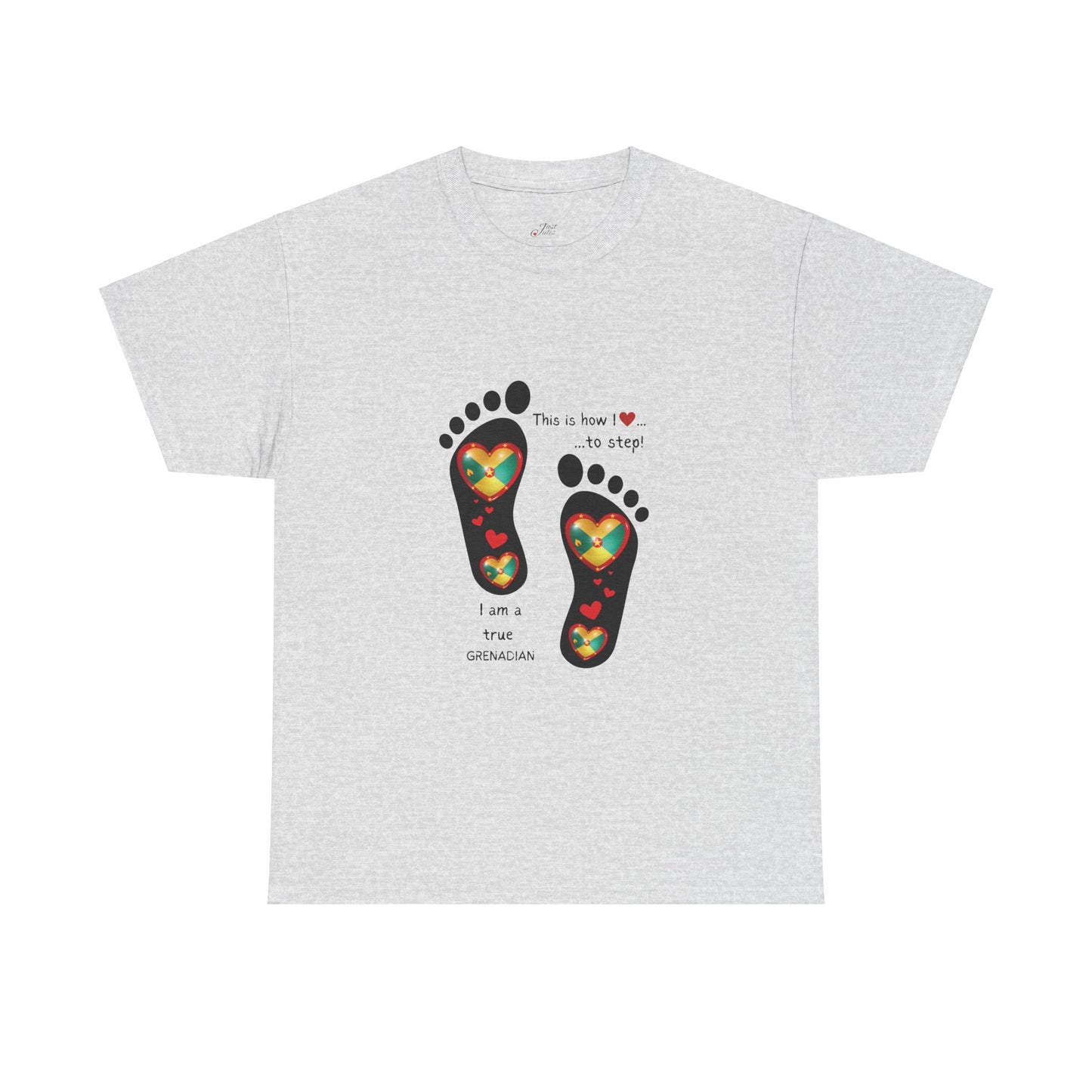 Unisex Heavy Cotton Tee - LoveJustJules Grenadian Heart Flag Tee - Gift Idea