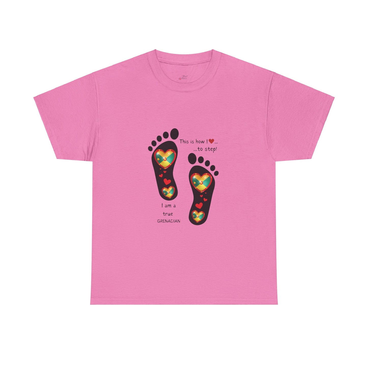 Unisex Heavy Cotton Tee - LoveJustJules Grenadian Heart Flag Tee - Gift Idea