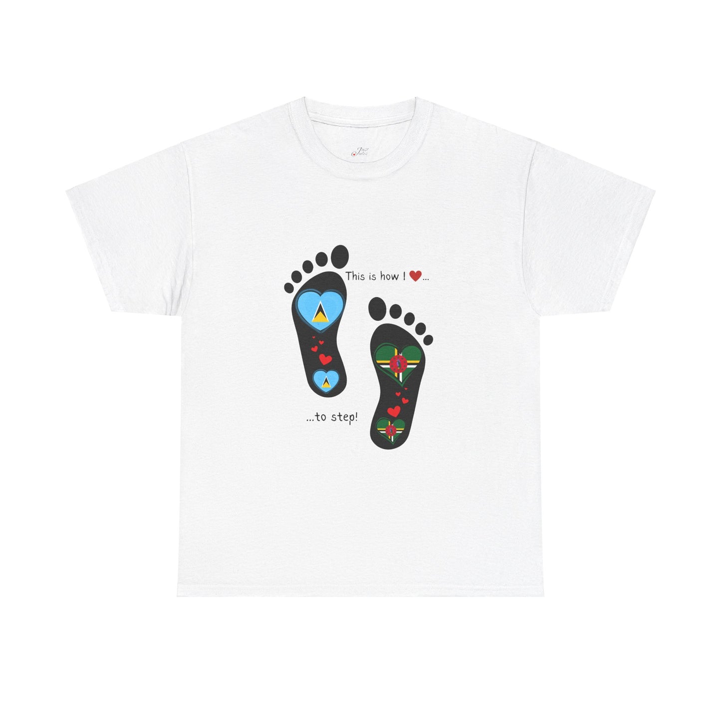 Caribbean Fusion: Footprint Flags Tee - Celebrate Saint Lucia & Dominica in Style!