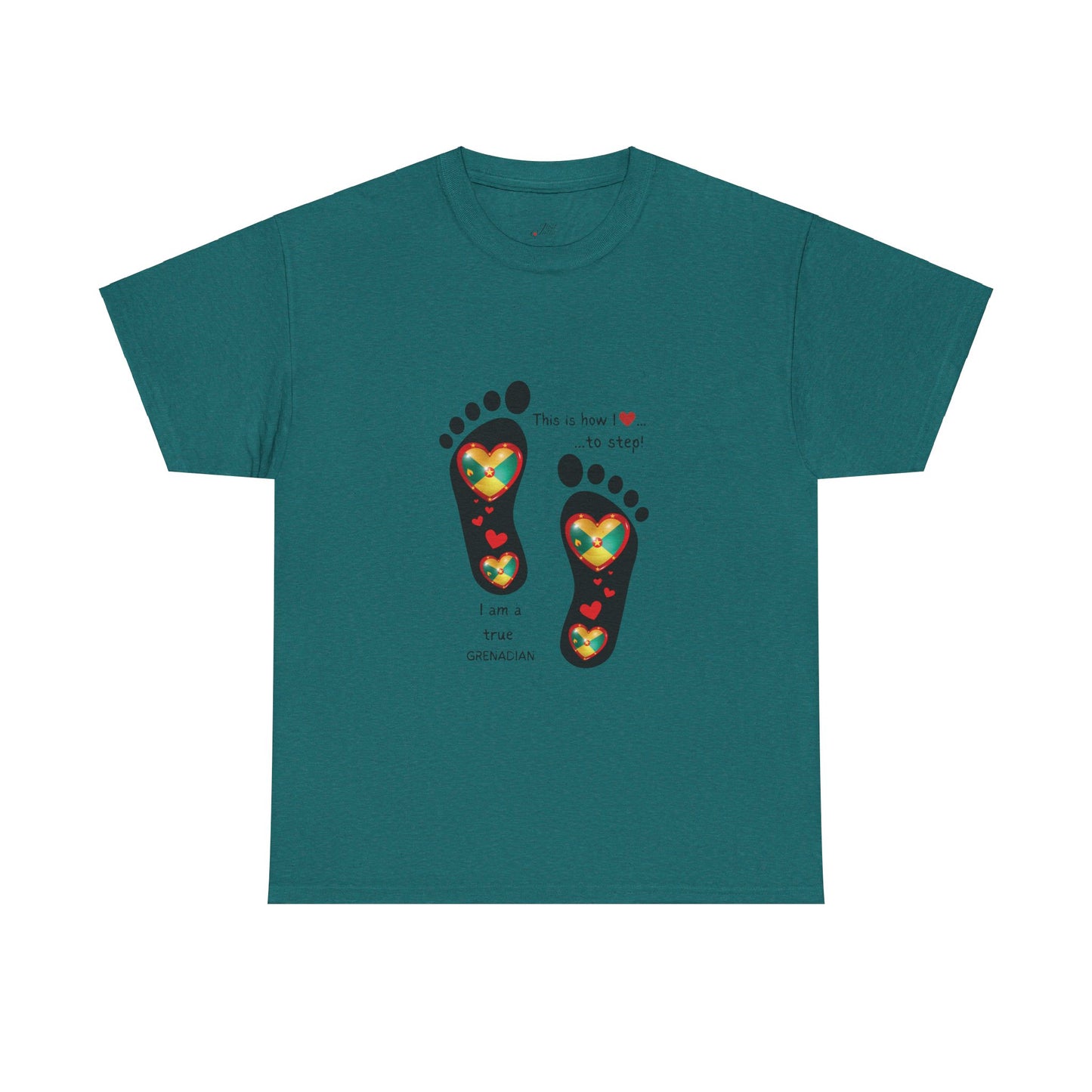 Unisex Heavy Cotton Tee - LoveJustJules Grenadian Heart Flag Tee - Gift Idea